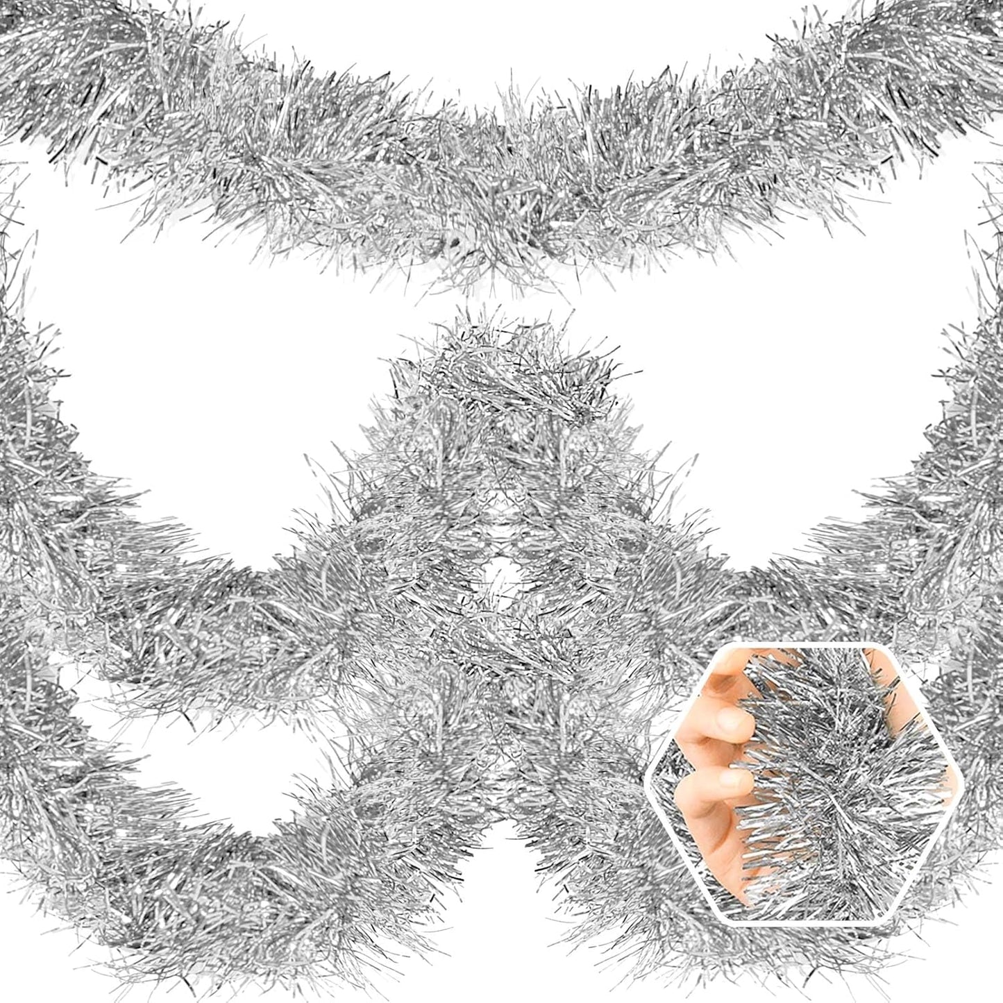 50 Feet Christmas Foil Fringe Banner Metallic Tassle Garland Metallic Backdrop Parade Floats Shiny Hanging Ceiling, Valentine's, Wedding, New Year Party Decorations(2" x 50', Silver)