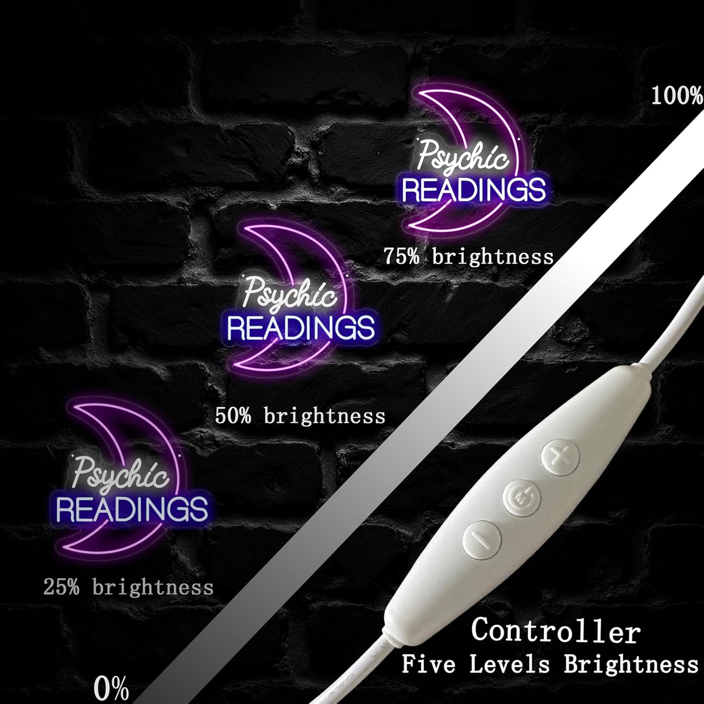 Psychic Moon Tarot Cards Neon Sign, Psychic Reading Led Light, Moon Star Shop Decor, Gothic Lover Gift, Dark Gothic Wall Art, Fortune Teller Sign for Psychic Tarot Room Wall Decor Tarot Reader Gifts