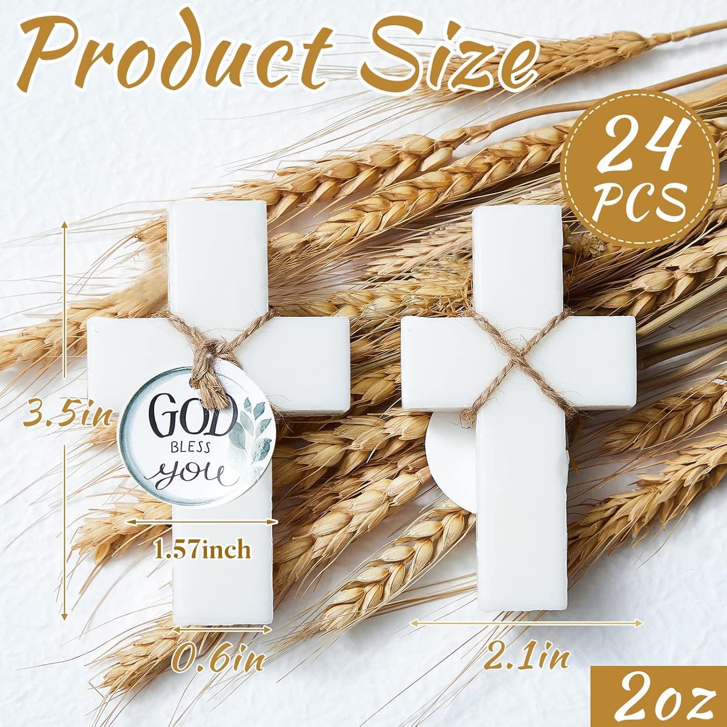 24 Pcs Cross Soap Baptism Favors, Baby Baptism Favor Scented Soap First Communion Gifts for Guests Party Wedding Birthday Gift Bridal