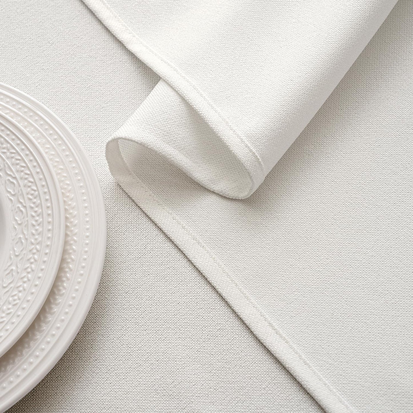 MIULEE White Linen Tablecloth 60x104 Inch Rectangle Table Cloth Waterproof,Stain Resistant & Wrinkle Resistant for Dining Party Wedding