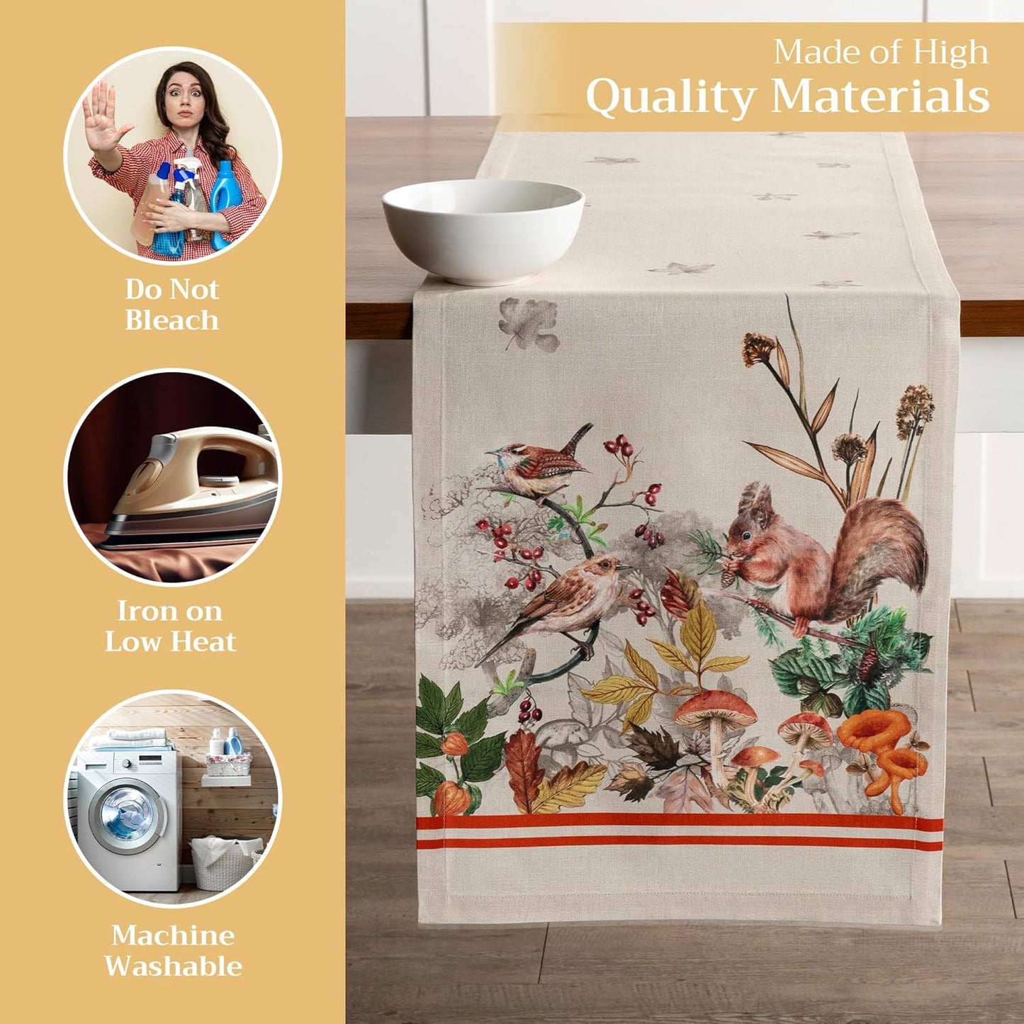 Maison d' Hermine Table Runner 100% Cotton Double Layer Table Runners 108 inches Long for Thanksgiving Christmas Decorations Home Kitchen Dining Party Wedding (Recolte, 14.5" x 108")