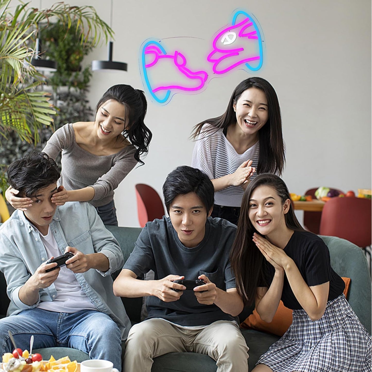 Easter Bunny Neon Sign Trendy Bunny Crossing Hole LED Light Sign for Wall Decor Dimmable Pink Rabbit Neon Light Sign for Bedroom Classroom Bar Man Cave Birthday Party Easter Gift Boy Girl