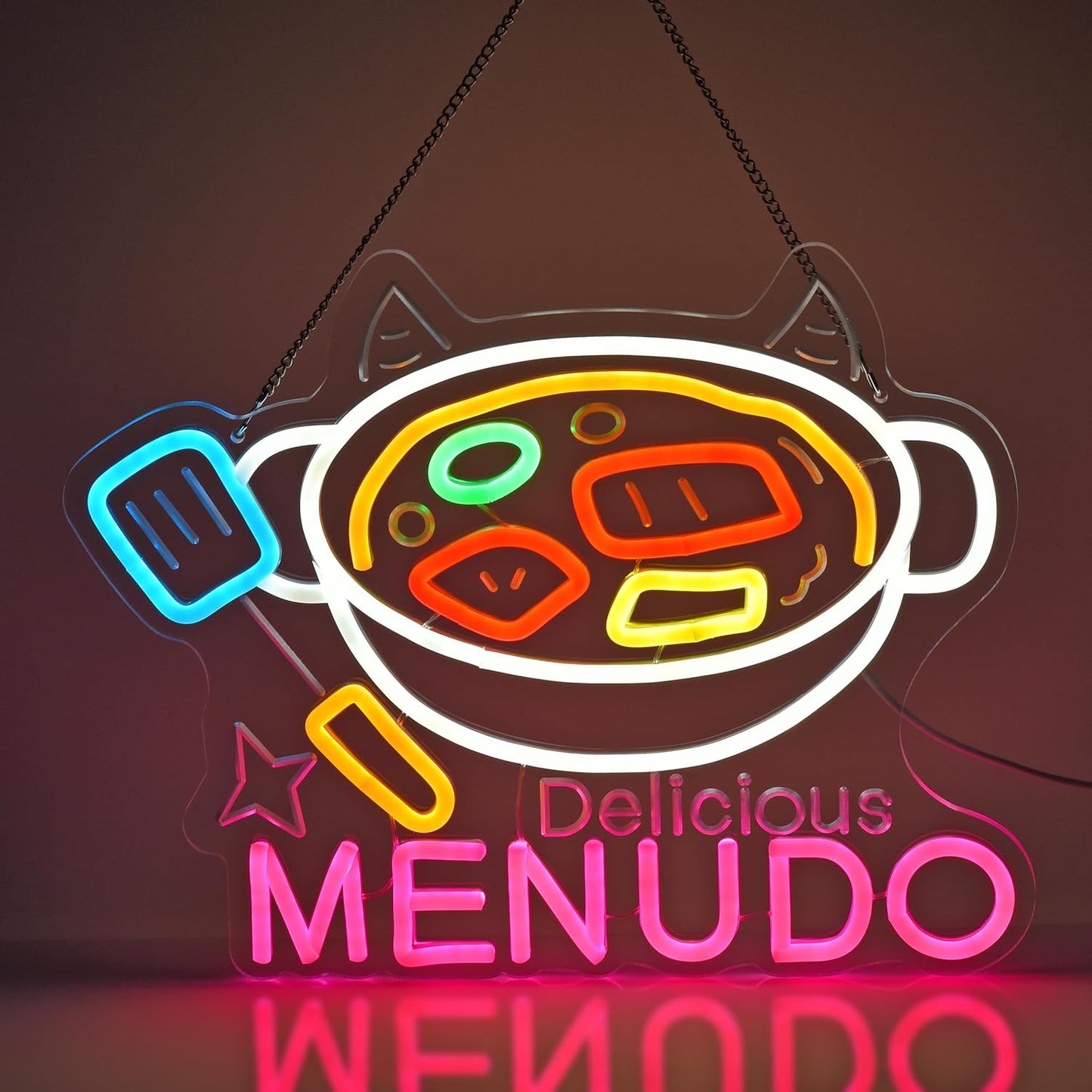 CNBEYOUNG Menudo Neon Sign, Neon Lights Hanging Wall Art Decoration for Mexican Restaurant Shop Bar Cafe Kitchen Party Home Decor, USB Powered Ultra Bright Dimmable,15.43x 12.2inches