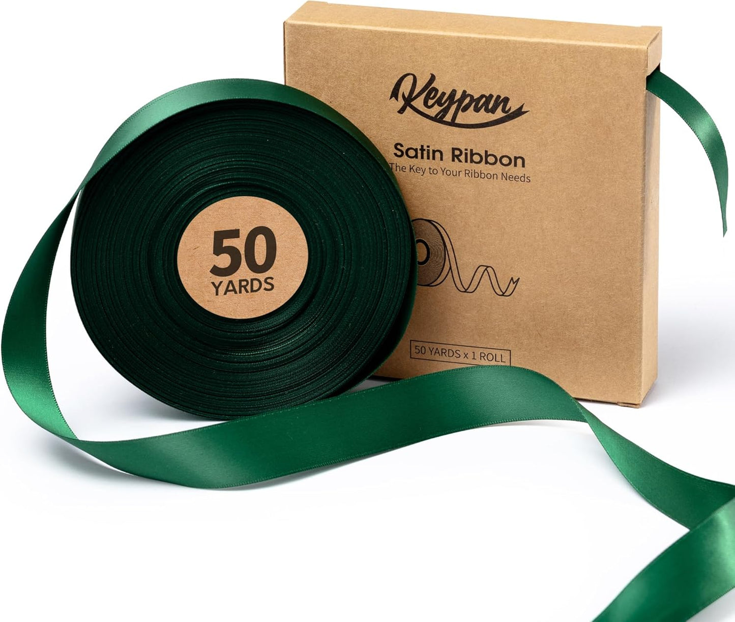 Forest Green Satin Ribbon 7/8 Inch x 50 Yards Double-Faced Ribbons for Christmas Gift Wrapping Crafts Flower Bouquet Wedding Paper Bows Invitations
