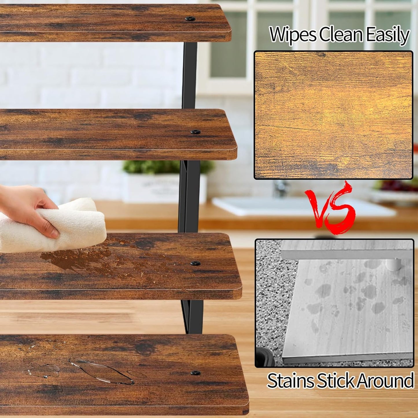 Cupcake Stand for 50 Cupcakes, 4 Tier Wooden Risers Display Stands Stepped Dessert Table Display Set with Metal Frame Tiered Tray Stand Serving Trays for Party Farmers Market Display