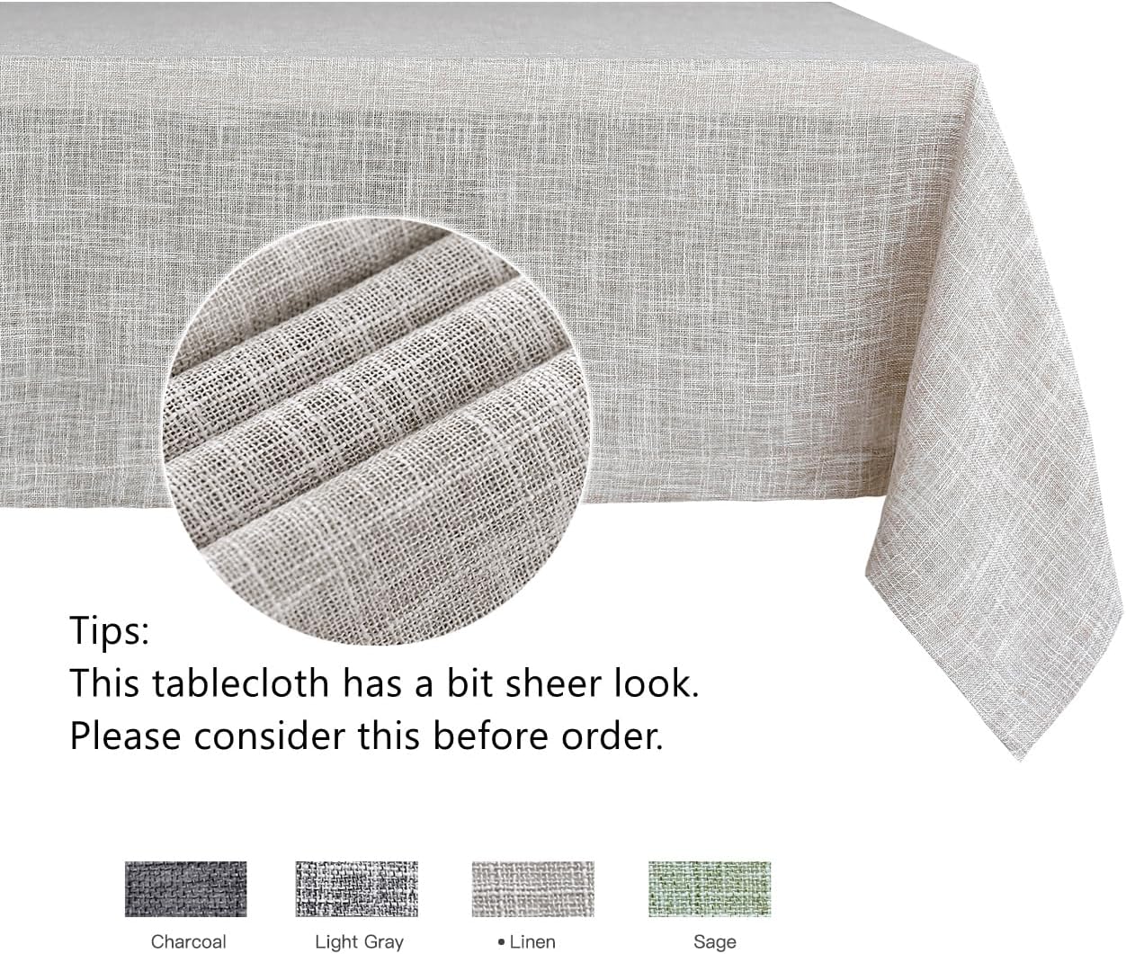 maxmill Flaxy Faux Linen Tablecloth with 2-Tone Slubby Texture Wrinkle Free Anti-Shrink Soft Table Cloth for Kitchen Dining Tabletop for Outdoor and Indoor Use Rectangle 60 x 84 Inch Linen