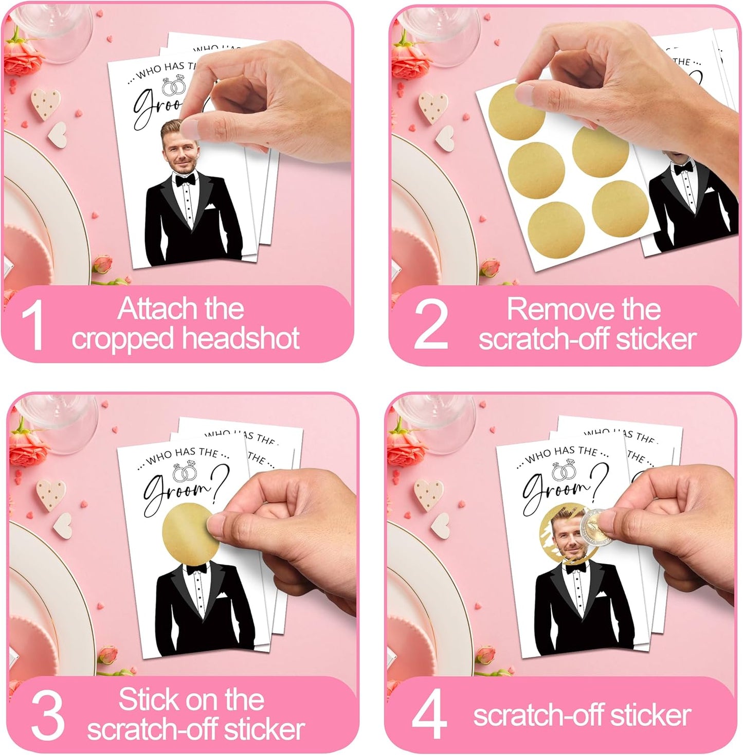Who Has The Groom Bridal Shower Games, 41Pcs Simple Diamond Ring Scratch Off Cards, 3.5"x 2.1" Bachelorette Party Favor Decor, Engagement Party Ideas Activities-A09