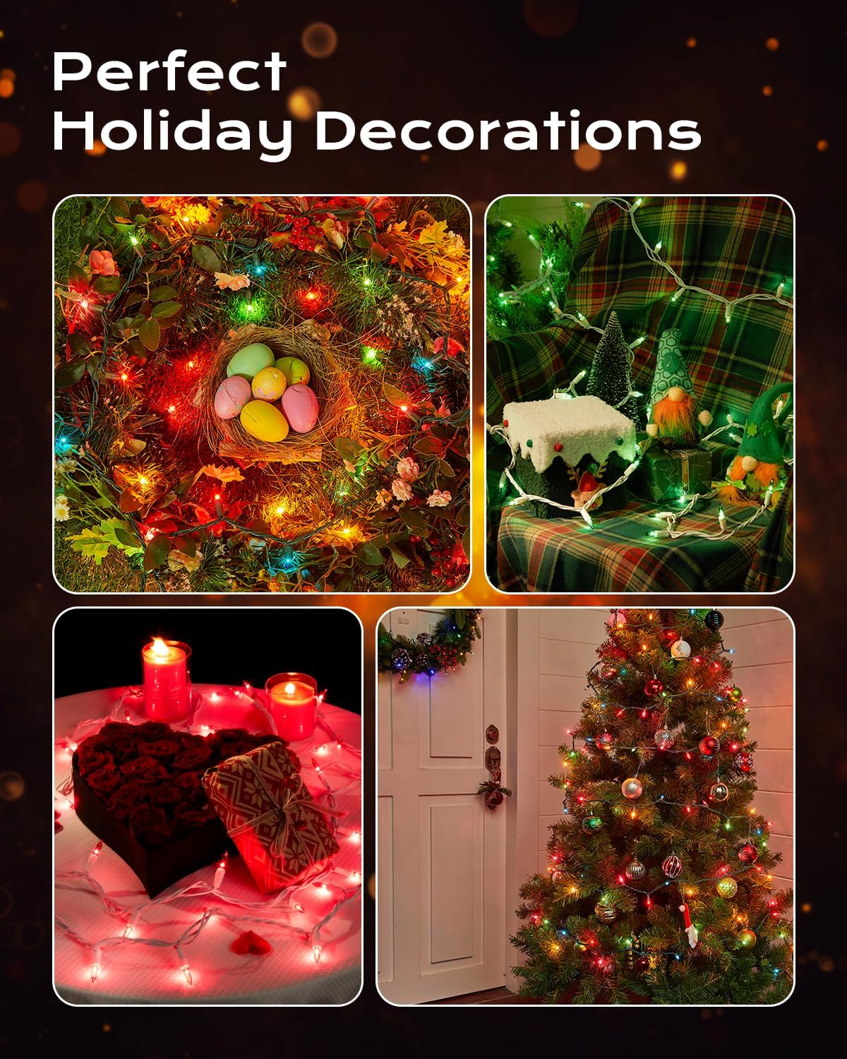 Brightown Clear Christmas String Lights, 200-Count 50ft Incandescent Bulb Mini Lights for Indoor Holiday Decor, Christmas Tree Garland Wedding Party Multi-Use Festival Decoration, Green Wire