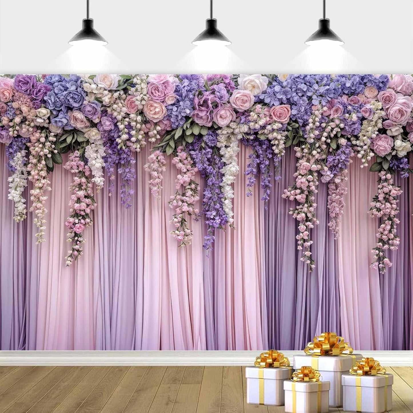9x6ft Purple Flower Wedding Photography Backdrop Lavender Floral Wedding Bridal Photography Backdrop Anniversary Birthday Baby Shower Girl Party Banner Photo Booth Props Background Wall Decor