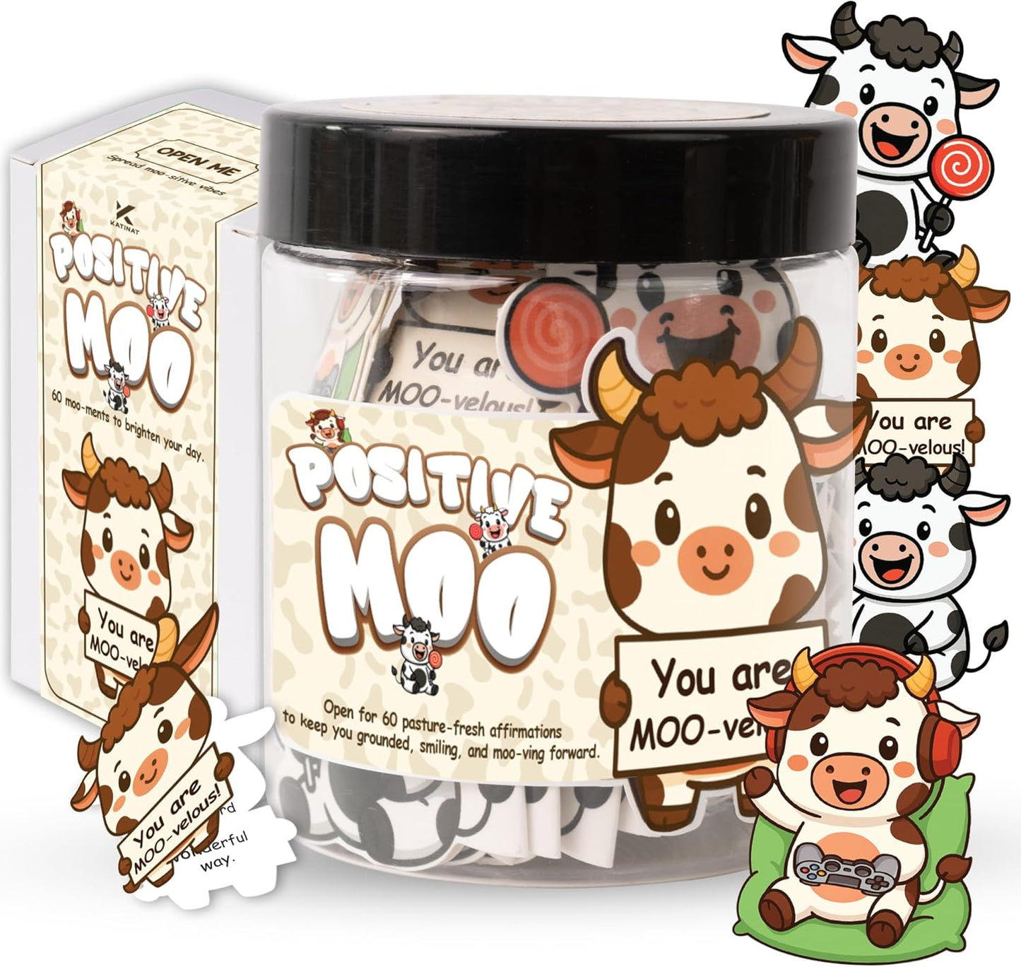 60 Positive Cow Gifts For Women Cow Lovers - Daily Affirmation Cards For Men Coworkers, Cute Friend Birthday Gifts For Women Teacher, Trendy Stuff Teenage Girl Gift For Christmas, Easter