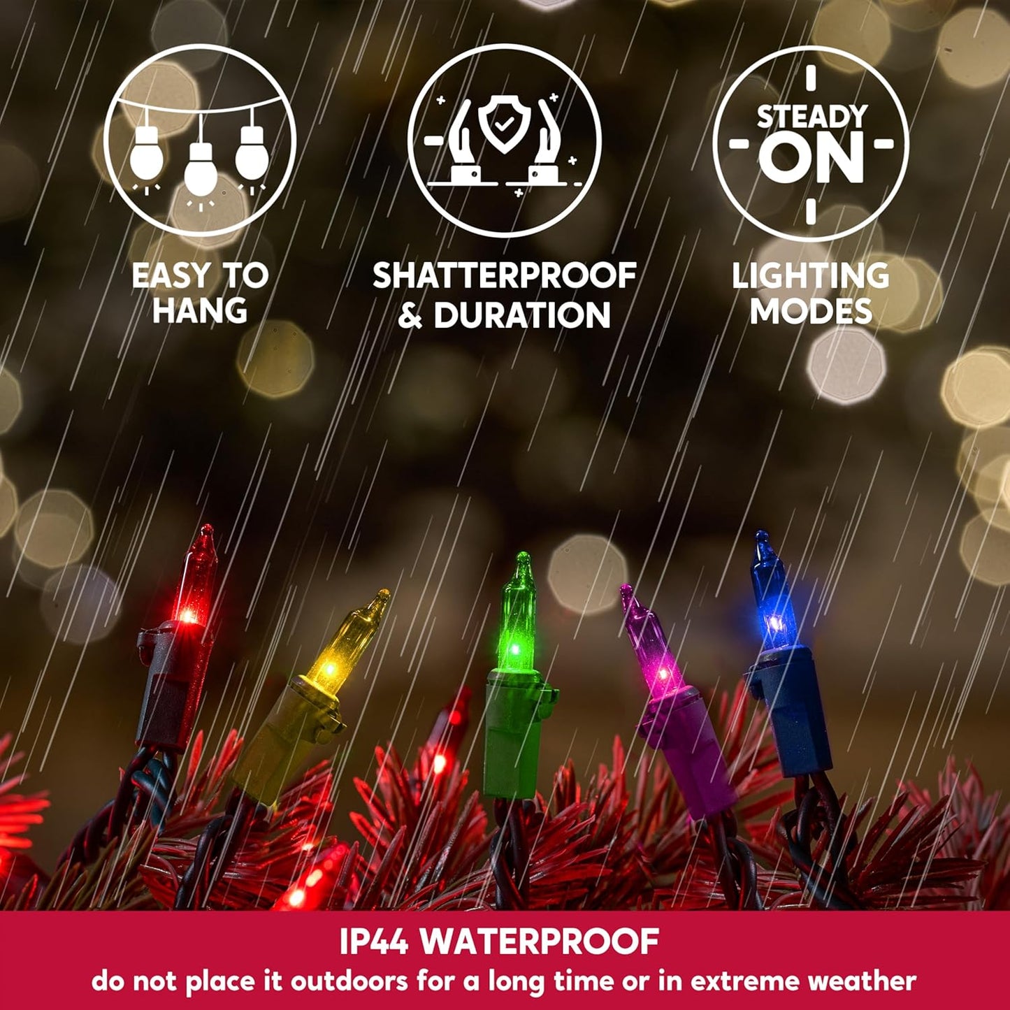 Joiedomi Multicolor Christmas String Lights,150 Count 31.2FT Christmas Fairy Tree Lights Plug in for Indoor Outdoor Xmas Decorations Patio Holiday Theme Party Yard House,Green Wire