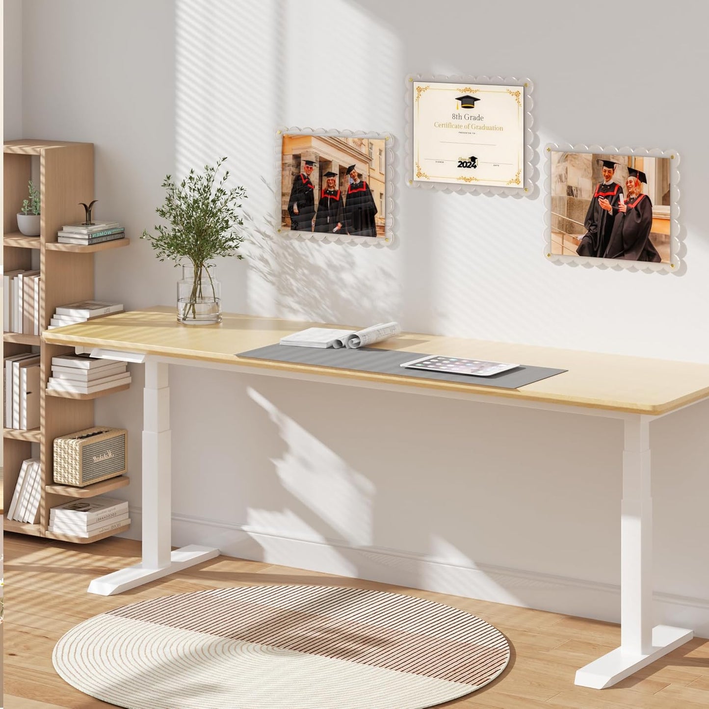 Acrylic Picture Frame for Wall, Frameless Clear Photo Frame with Scalloped Edge, No Drill Floating Frame for Diploma Certificate Degree Document & Poster/Painting/Artworks Display (1 Pack, 8.5X11 Scalloped edge)