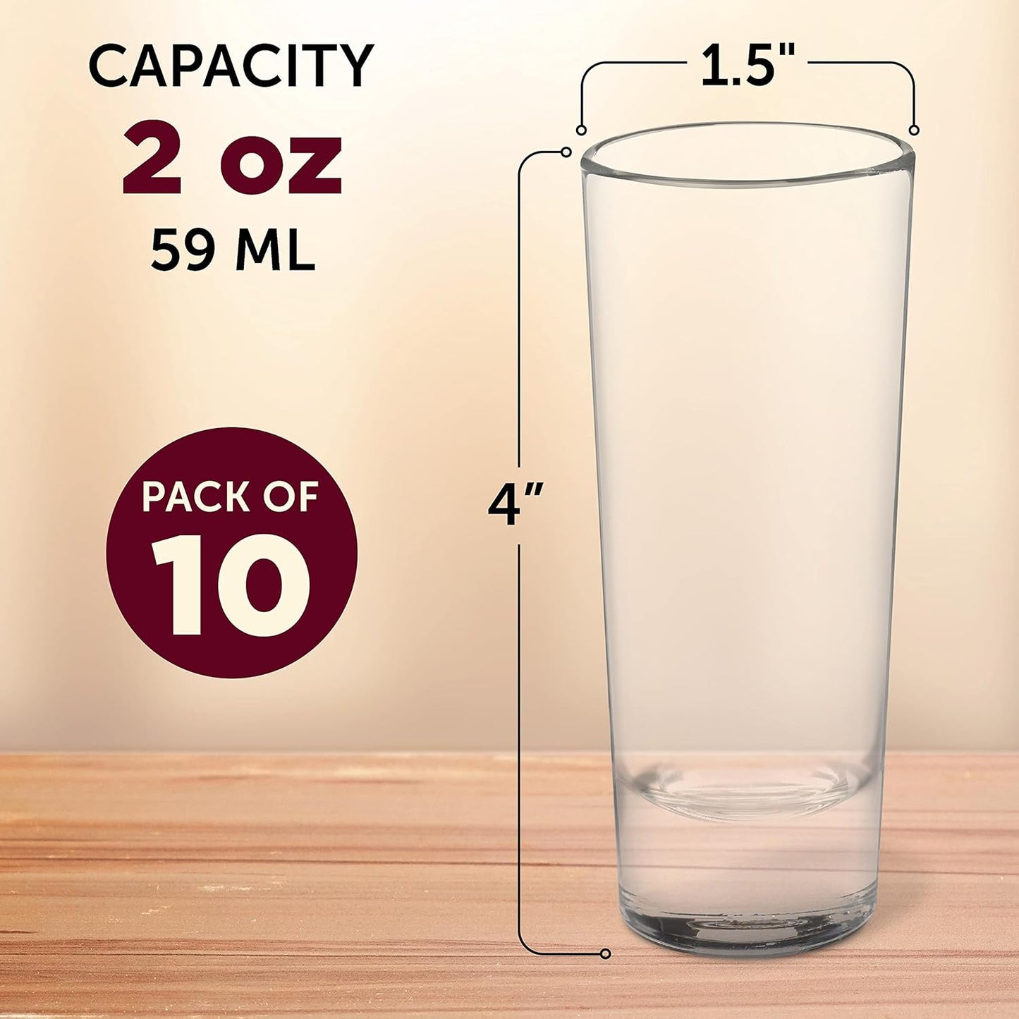 DISCOUNT PROMOS Cordial Shooter Shot Glasses 2 oz. Set of 10, Bulk Pack - Great for Birthdays, Parties, Indoor & Outdoor Events - Clear