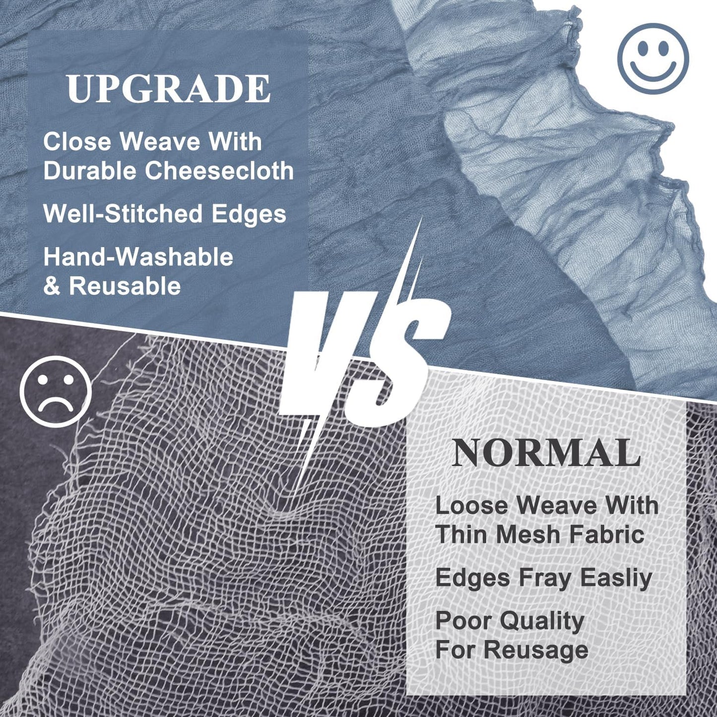 Asee'm 2pcs Cheesecloth Table Runner 120 Inches Dusty Blue Boho Gauze Cheese Cloth Runner 10FT Rustic Sheer Table Runners for Centerpiece Wedding Baby Shower Spring Easter Decoration