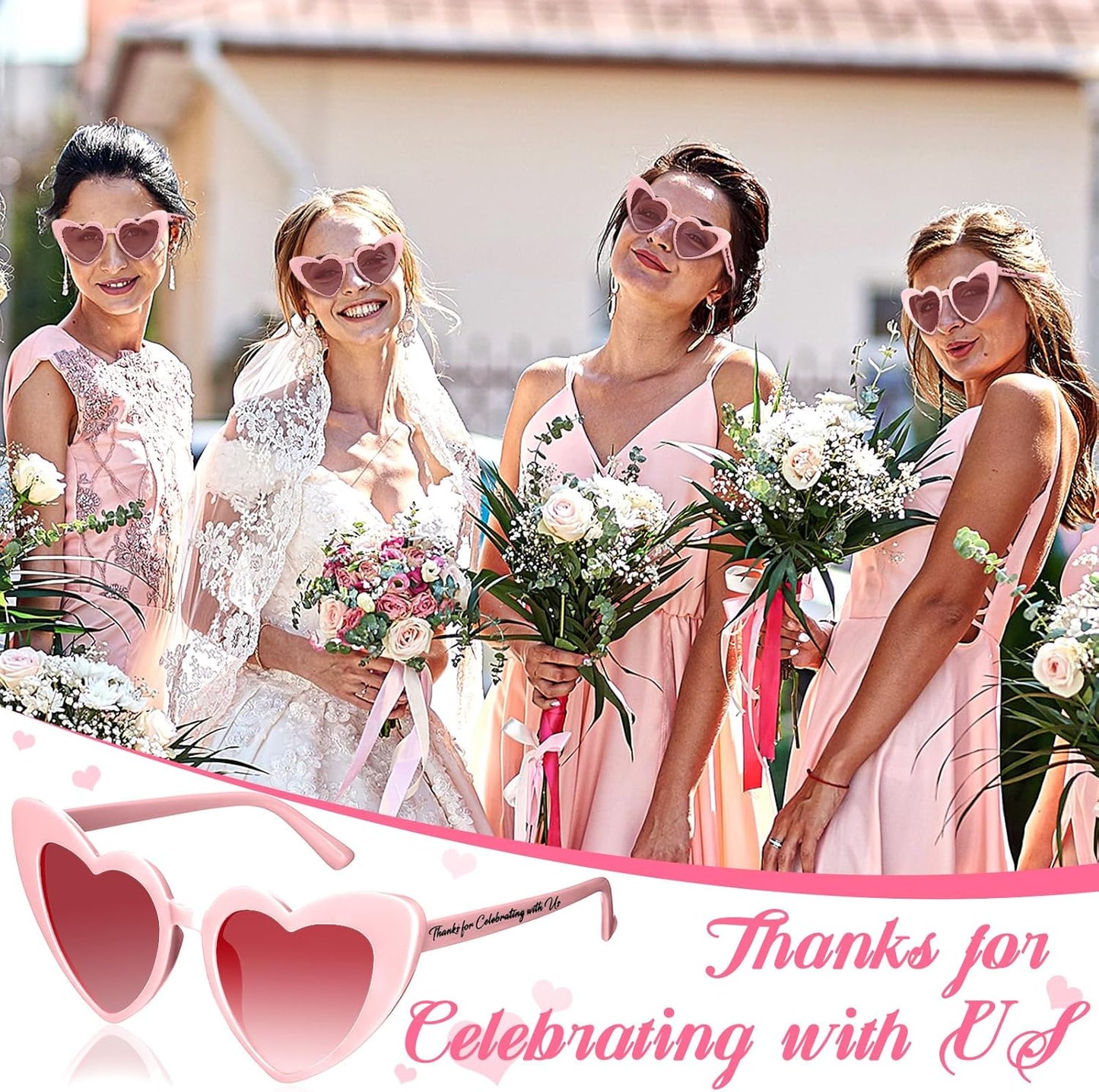 Vabean Wedding Heart Sunglasses Bulk Wedding Gifts Bachelorette Bridal Party Favors for Guests Reception