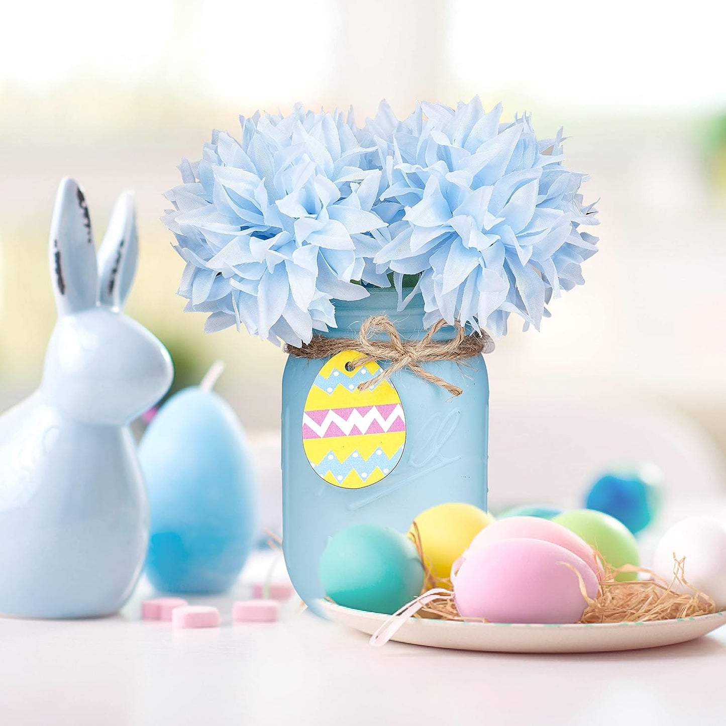 Easter Decorations, Easter Mason Jars Decoration, Easter Farmhouse Decor Dinning Rustic Table Centerpieces Decor for Home, Easter Decorations For The Home, Easter Centerpiece For Table