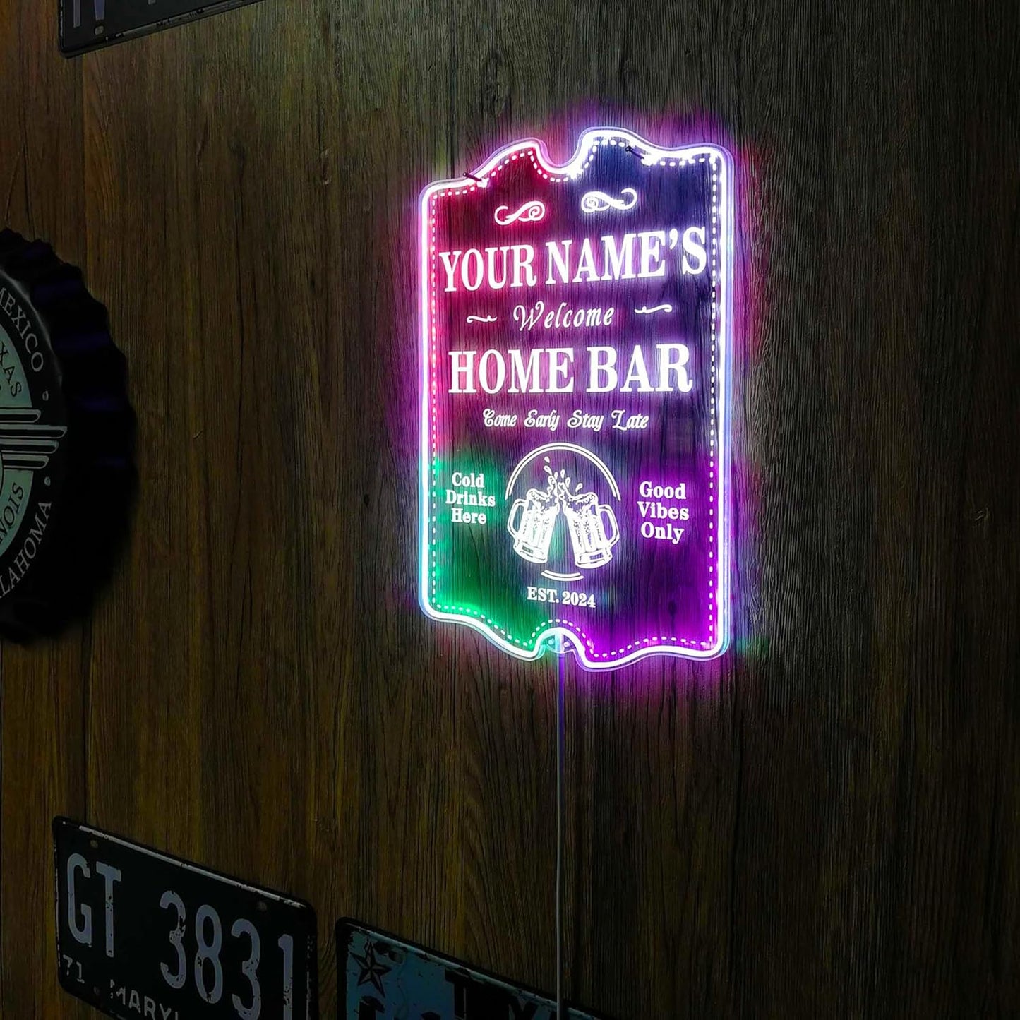 ADVPRO Personalized Your Name Home Bar RGB Dynamic Glam LED Sign - Cut-to-Edge Shape - Smart 3D Decoration - Multicolor Signage st06s32-fnd-p11c-tm-c