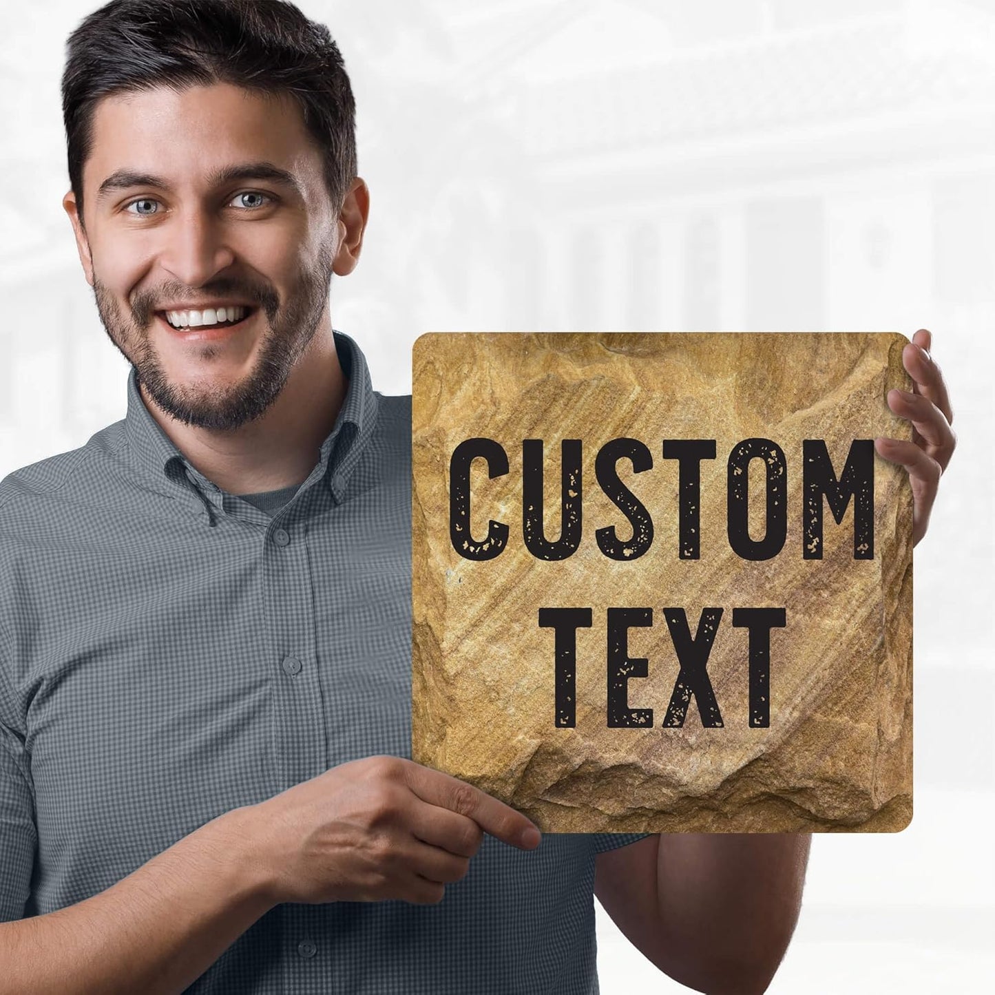 Custom Sign, Custom Street Sign, 11 Font Colors, 13 Font Styles, 4 Hole Options, 22 Sizes, 12x12 Inches, Rust Free DiBound, Fade Resistant, Made in USA by My Sign Center (Stone)