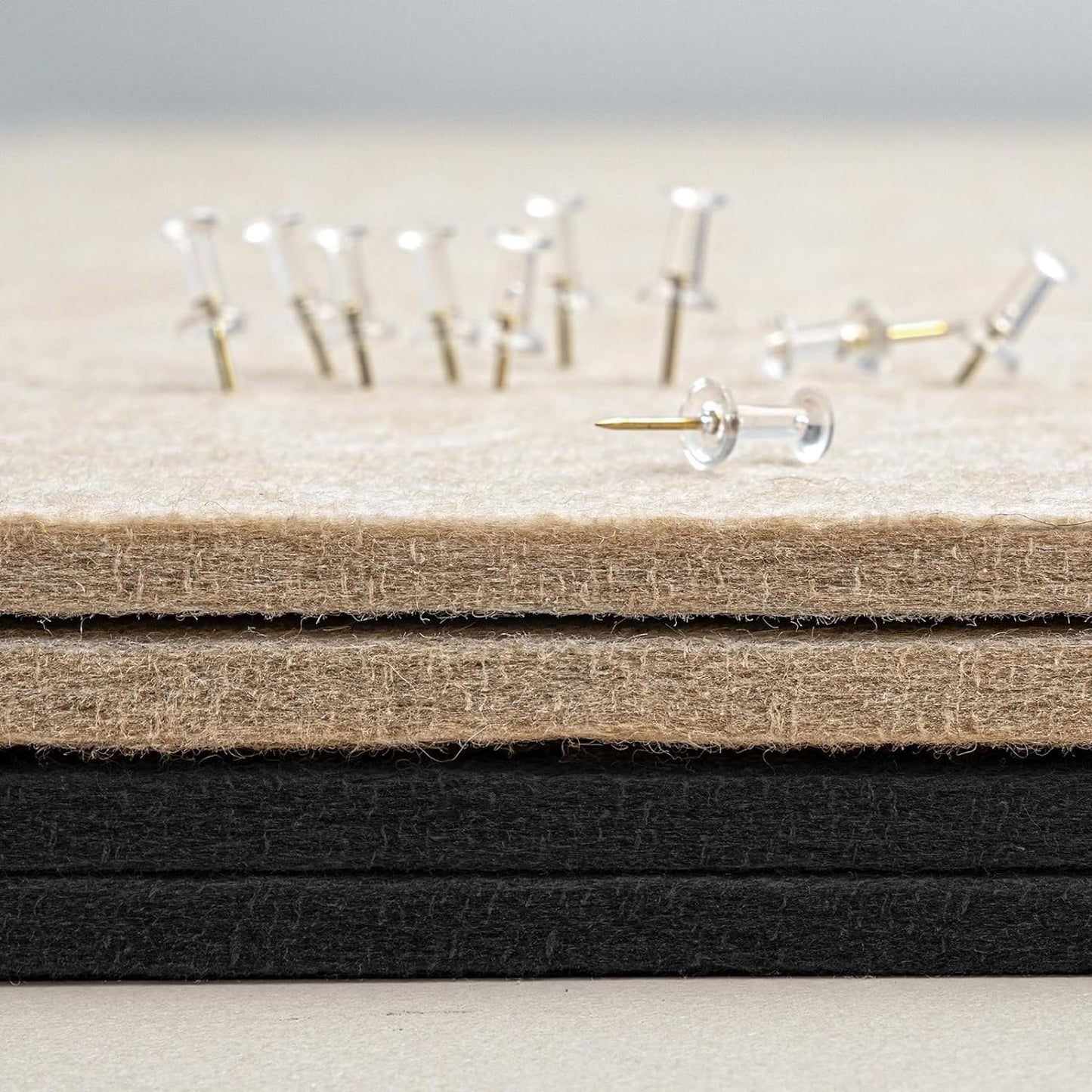 Bulletin Board, 36 x 24 inches Felt Board - Decorative Pin Board, Cork Board Alternative for Wall, 3' x 2' Foldable Picture Board Self-Adhesive Vision Board Prayer Board with 20 Pushpins - Black