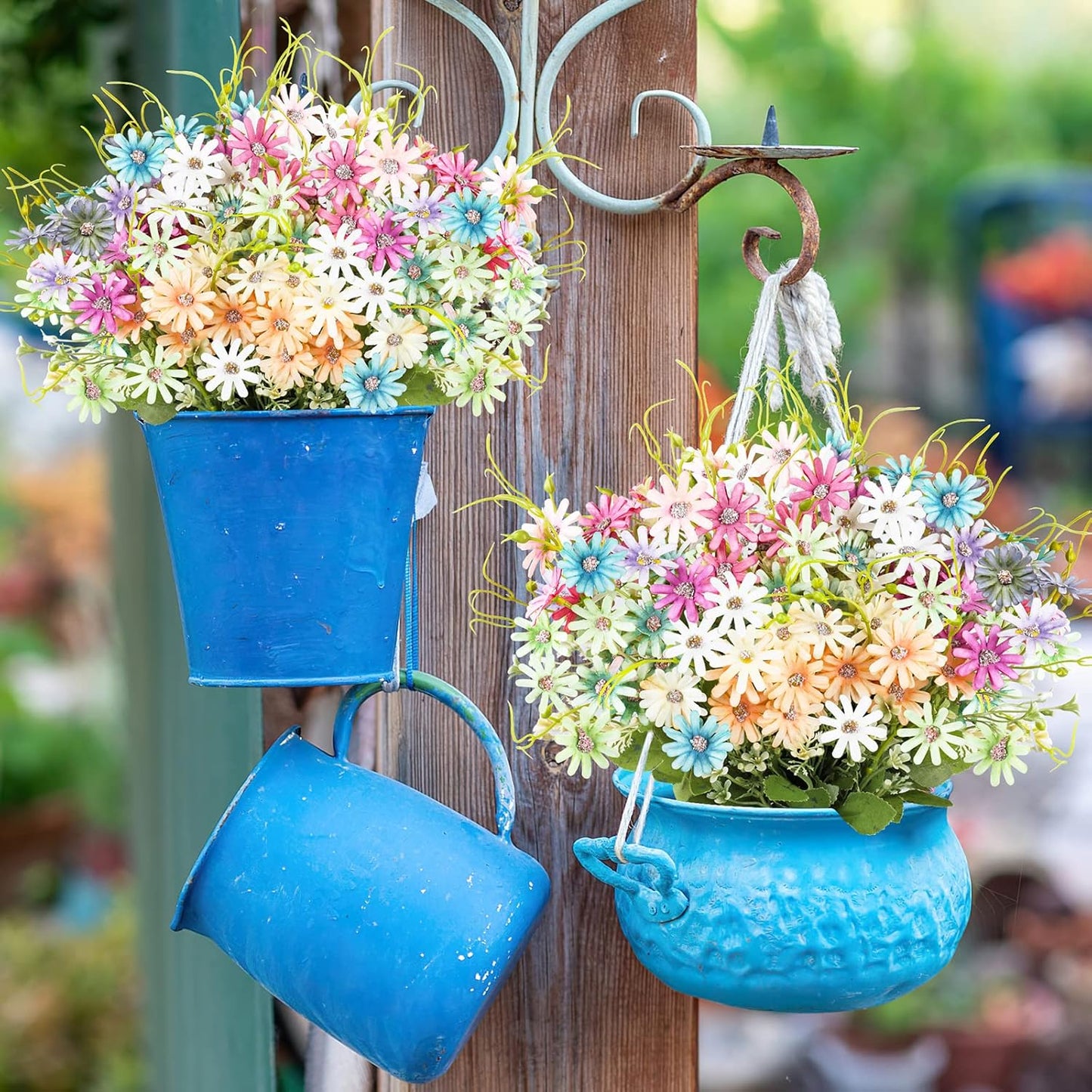 AmyHomie 6 Bundles Wildflowers Fake Daisy Outdoor Artificial Flowers UV Resistant Silk Wild Flower Bouquets Bulk Faux Plants Plastic Greenery for Decoration Vase Floral Spring Home Decor