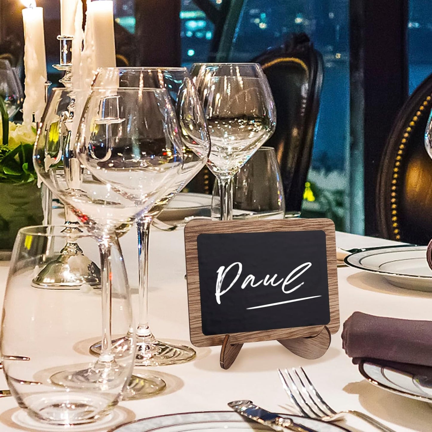 Temlum 15 Pcs Mini Chalkboard Sign with 6 Color Chalk Markers, 2.9″ x 3.9″ Wooden Blackboard Reusable Small Chalkboards for Food, Buffet, Message Board, Table Number (Rustic Brown)