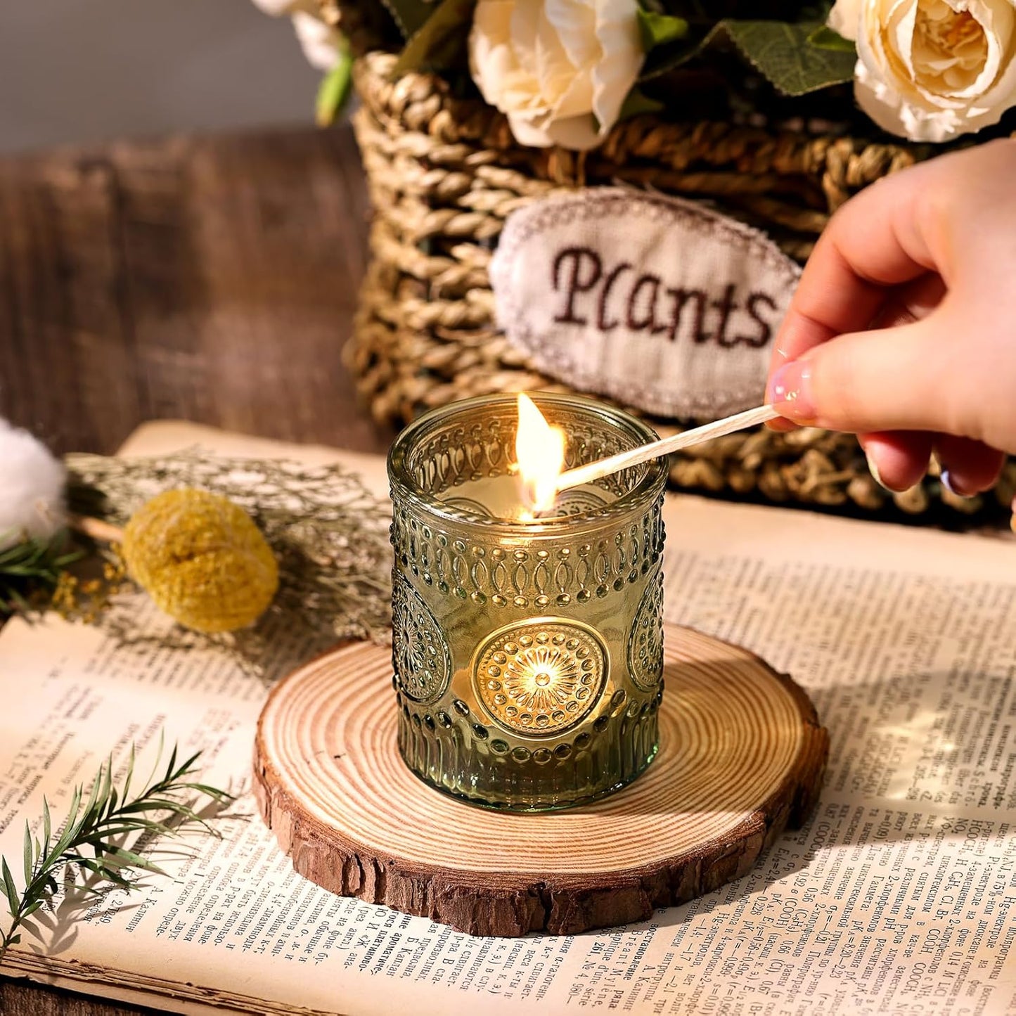 DARJEN Green Votive Candle Holders Set of 36- Glass Candle Holders Bulk for Flameless LED Tea Waxes, Tea Light Candle Holder for Wedding & Home Table Decor, Vintage Parties Gifts