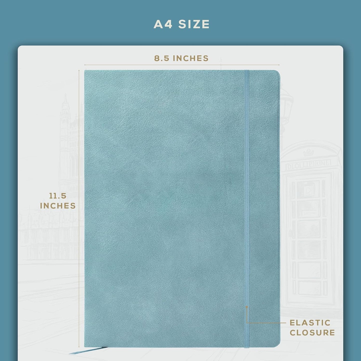 BEECHMORE BOOKS A4 Sketchbook – 8.5x11 Premium Vegan Leather Bound Large Sketch Book Hardcover With 156 Thick 160gsm Perforated Ivory Pages, Blank Sketch Pad, Gift Boxed, Back Pocket, Ribbon Bookmark