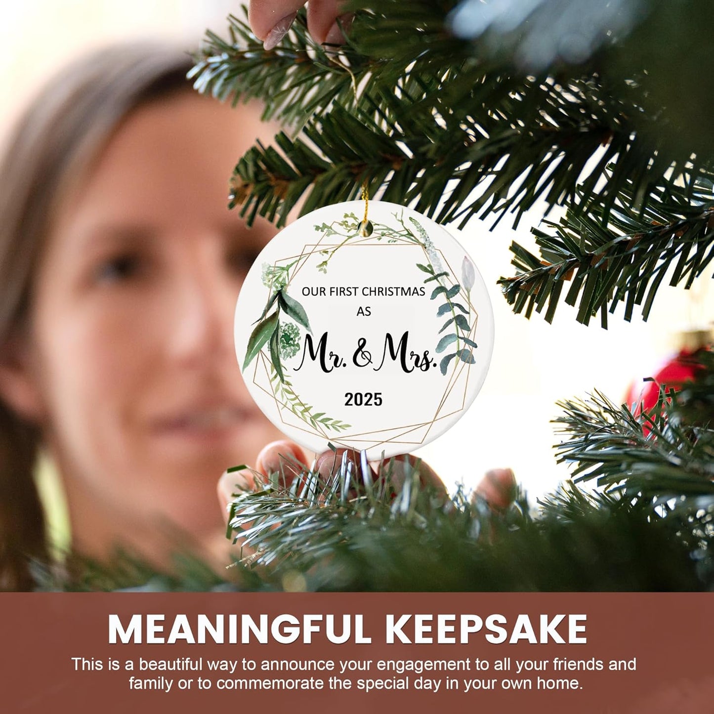 Wedding Gifts for Couples 2025, Our First Christmas Married Ornaments Ceramic, 1st Christmas as Mr Mrs, Bridal Shower Gift, Just Married Gifts, Newlywed Keepsake