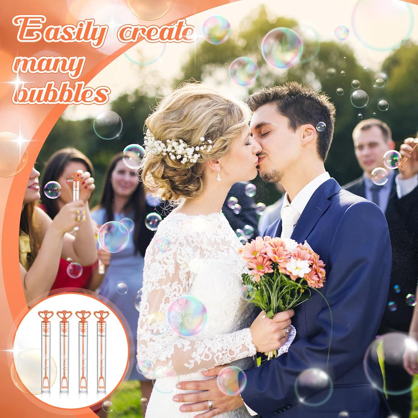 150 Pcs Bubble Wands Bulk for Wedding Party Mini Heart Wand with Bubble Solution for Wedding Bridal Showers Valentine Anniversary Graduation Birthday Supplies(Rose Gold,Double Heart)