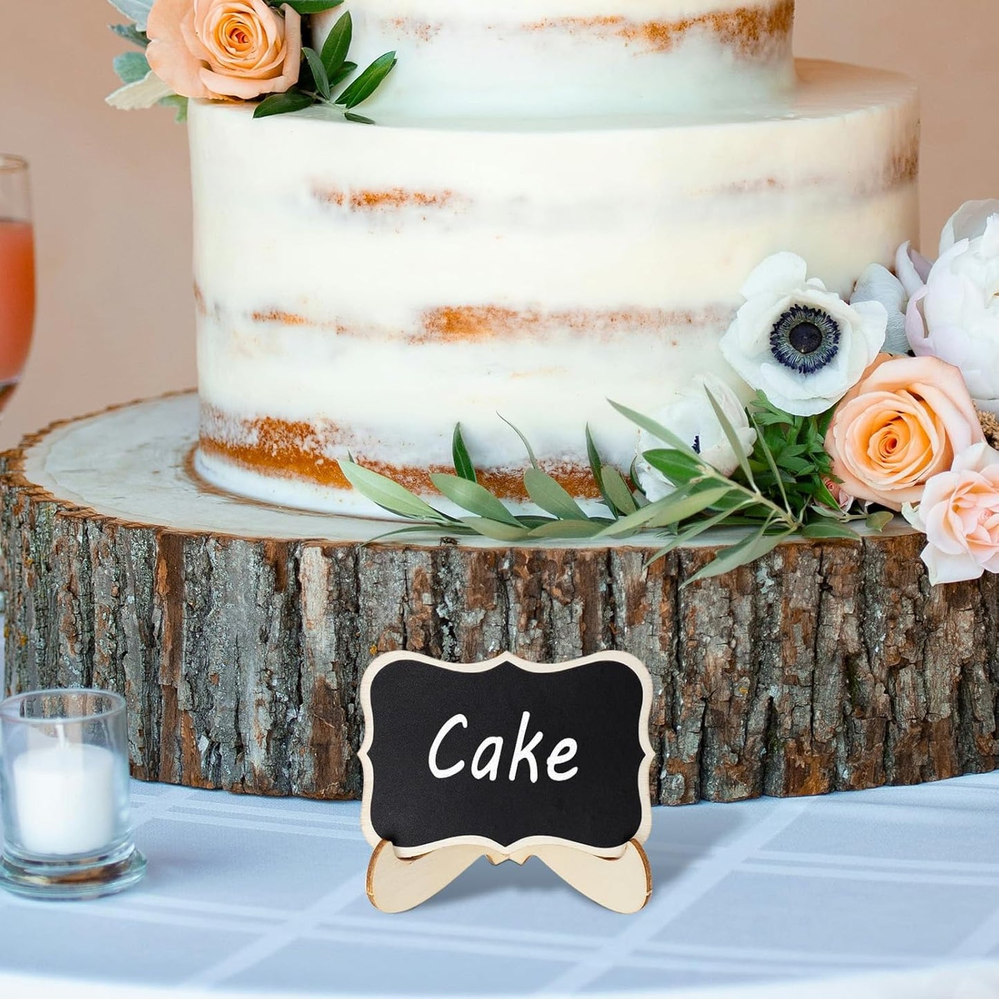 Mini Chalkboard Signs with Stands – Reusable Wooden Food Labels for Party, Buffet & Wedding – Includes 2 Chalk Markers – Mini Chalkboards for DIY Crafts & Food Display (Small)