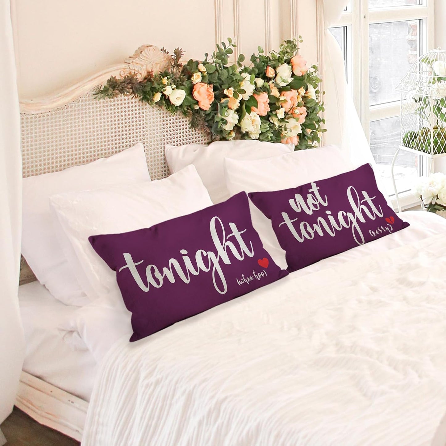 Mancheng-zi Bridal Gift,12x20 Pillow Cover,Bridal Shower Gifts,Funny Couples Reversible Linen Pillow Cover, Bachelorette Party Gifts,Bridal Gifts for Bride,Wedding Gifts for Bride(Purple)