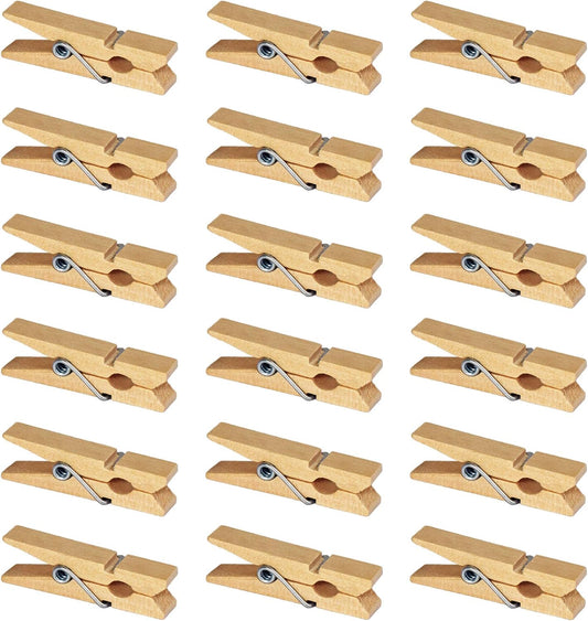Mini Natural Wooden Clothespins, 60pcs, 1.4 Inch Photo Paper Peg Pin Craft Clips for Scrapbooking, Arts & Crafts, Hanging Photos (60pc Natural)