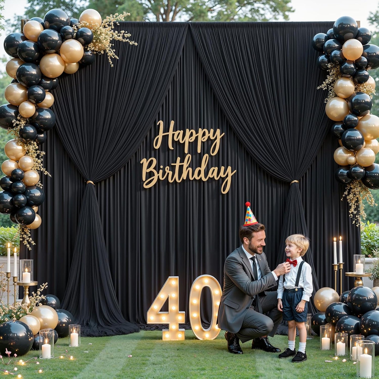 Black Tulle Backdrop Curtain for Parties Wedding,5ft x 10ft Wrinkle Free Curtain Backdrop,2 Layer Drapes for Backdrop,Polyester Wedding Back Drop for Bridal Shower Birthday Baby Shower Photography