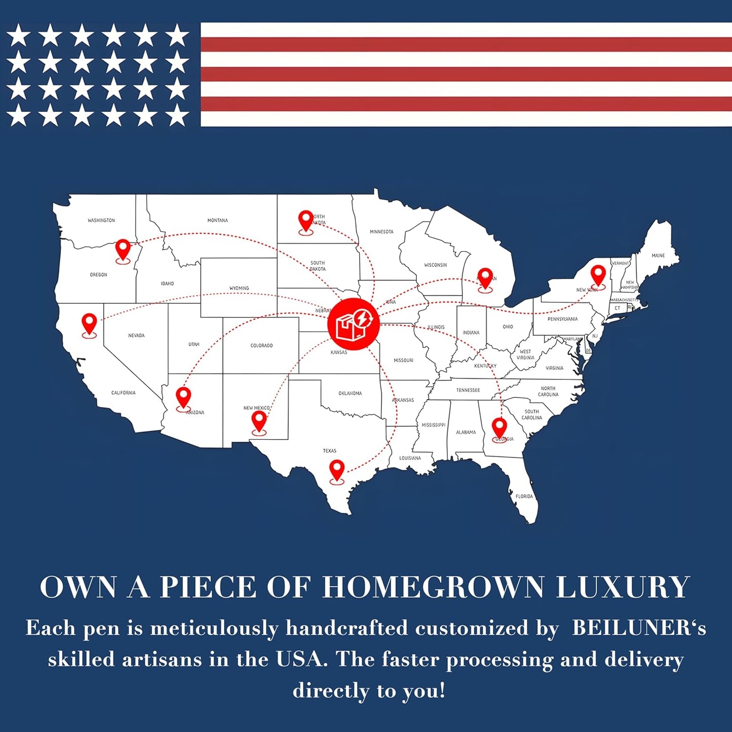 BEILUNER Blue Personalized Fountain Pen,Stunning Luxury Lacquer,24K Gilded Nib(Fine),Gorgeous 24K Gold Finish, Ink Converter,Fancy Gift for Men&Women-Elegant, Graduation,Nice Pens for Writing