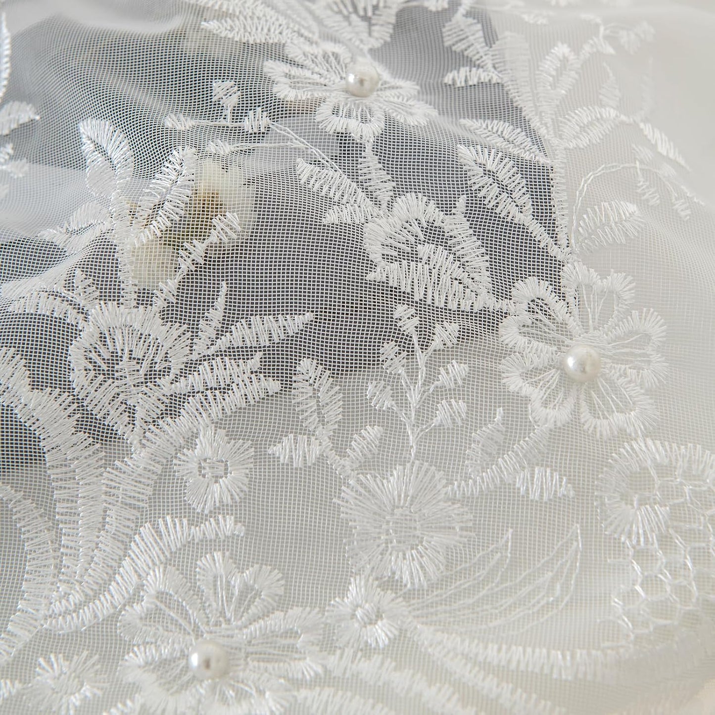 VISIONTEX White Sheer Voile Curtains, Decorative White Embossed Butterflies Rod Pocket Window Drapes for Home Kitchen, Living Room and Bedroom 54 x 95 Inch, Set of 2 Curtain Panels