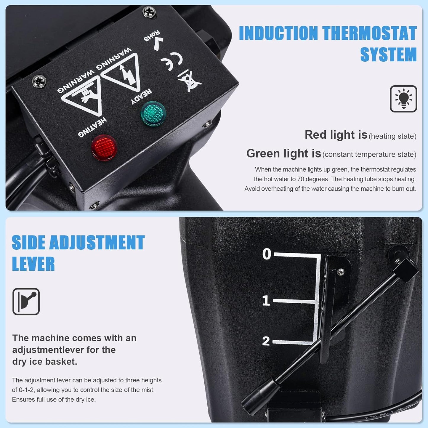 3500W Dry Ice Machine, Portable Low Lying Fog Machine with Tube Nozzle, Dry Ice Fog Machine for Stage Wedding Party Bar KTV Events, Black