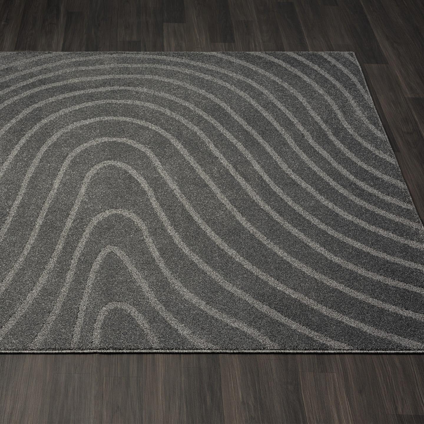 LUXE WEAVERS Modern Geometric Wave Anthracite 2x3 Area Rug