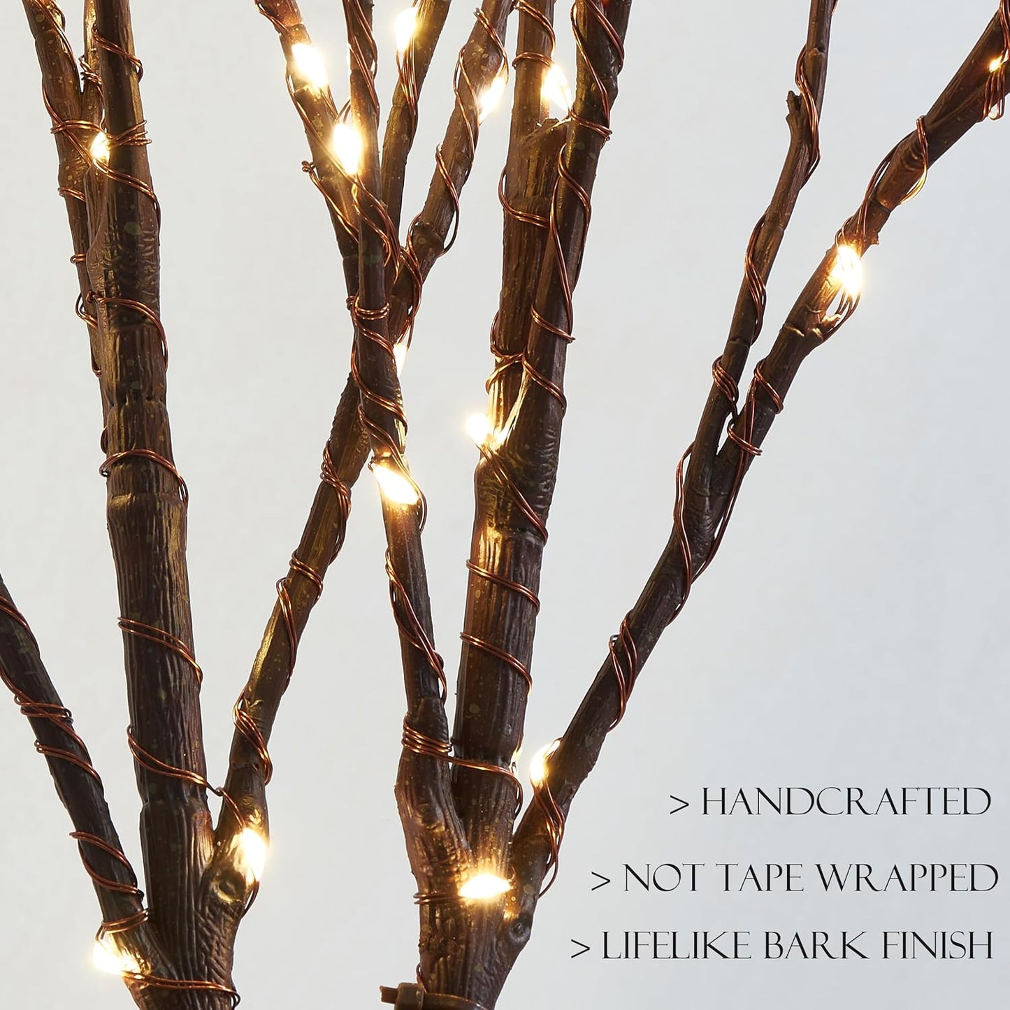 BAOLITVINE Lighted Willow Branches with Timer Battery Operated 100 LED Fairy Lights, Brown Twig Branches 32IN for Home Bedroom Fireplace Christmas Decoration Inside Outdoor