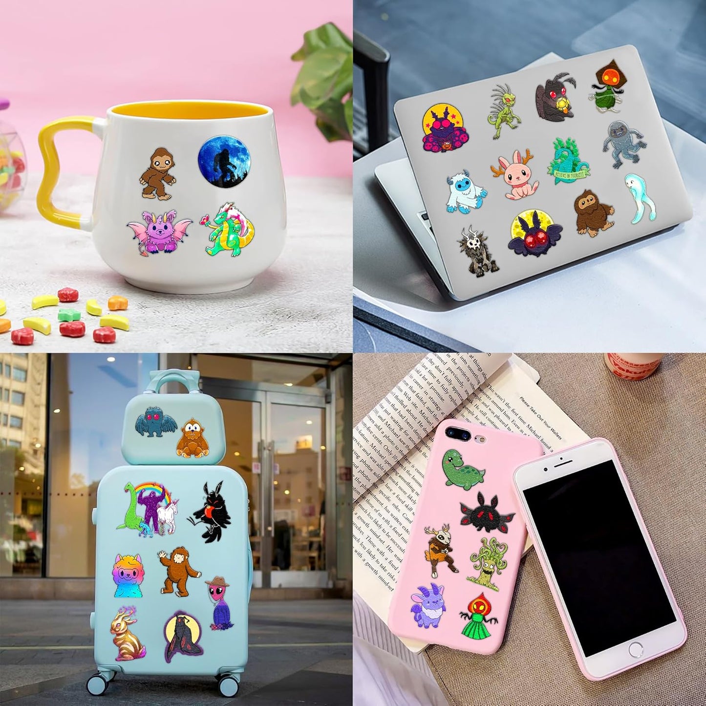 96PCS Cute Cryptid Temporary Tattoos Themed Halloween Birthday Party Decorations Supplies Favors Decor Cool Alien Bigfoot Mothman Yeti Tattoo Stickers Gifts For Kids Boys Girls School Prizes Carnival