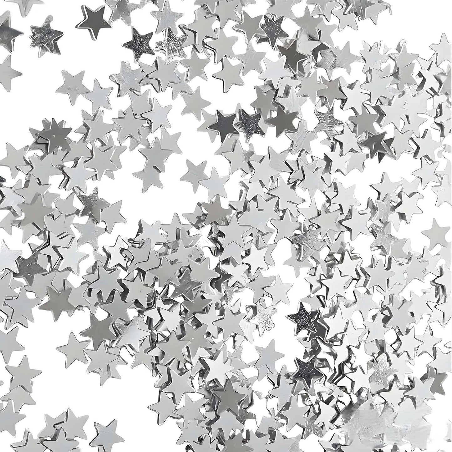 Silver Star Confetti - 60g (2.11OZ) Metallic Shine Stars Table Confetti for Weddings, Parties, New Year – Biodegradable Glitter Stars for Tables, Crafts, Photo Props, Holiday Decorations