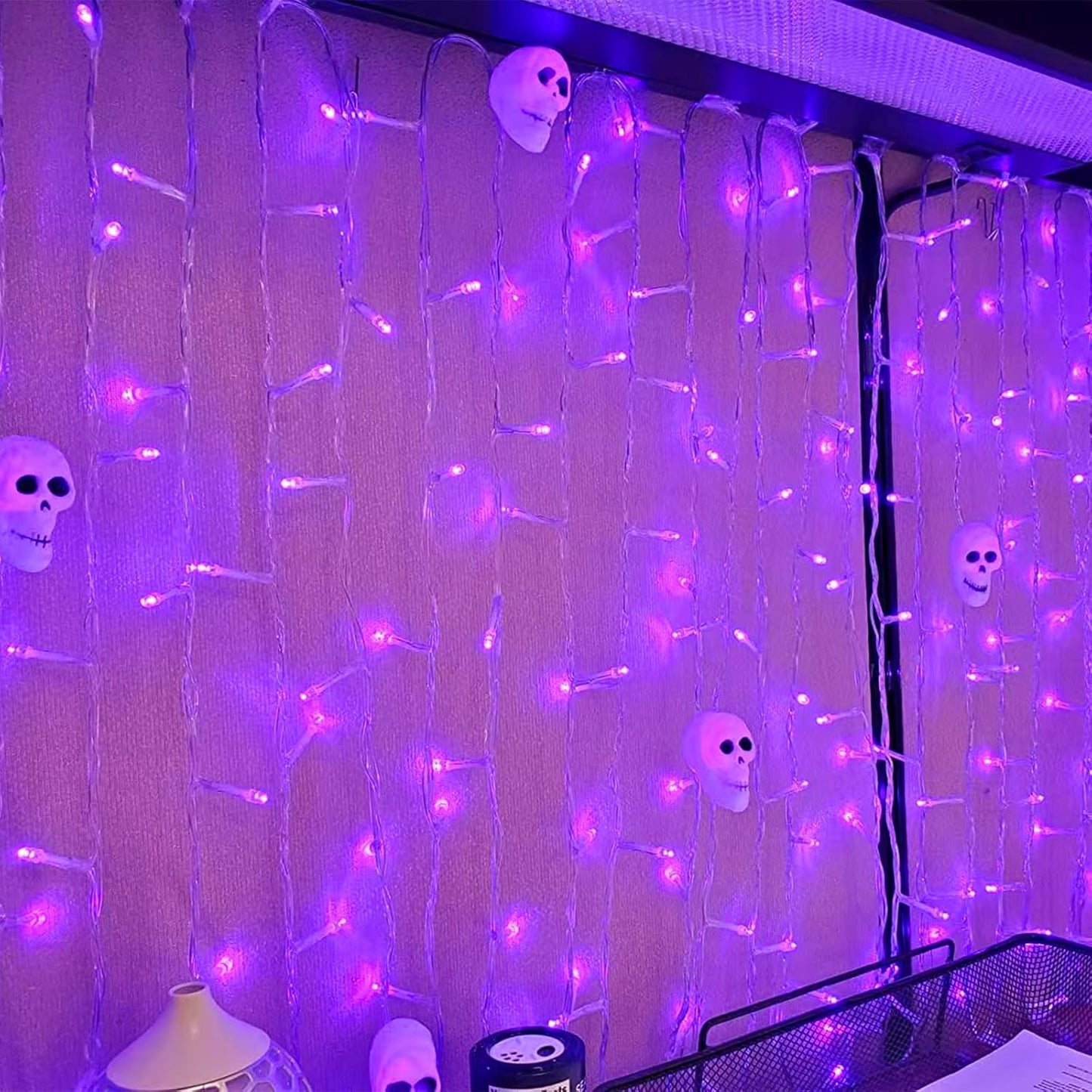 YEGUO 165ft 500 LED Halloween Lights Outdoor Waterproof, Purple String Lights Indoor Plug in, 8 Modes Clear Wire Purple Lights for Halloween Holiday Home Tree Garden Patio Decor