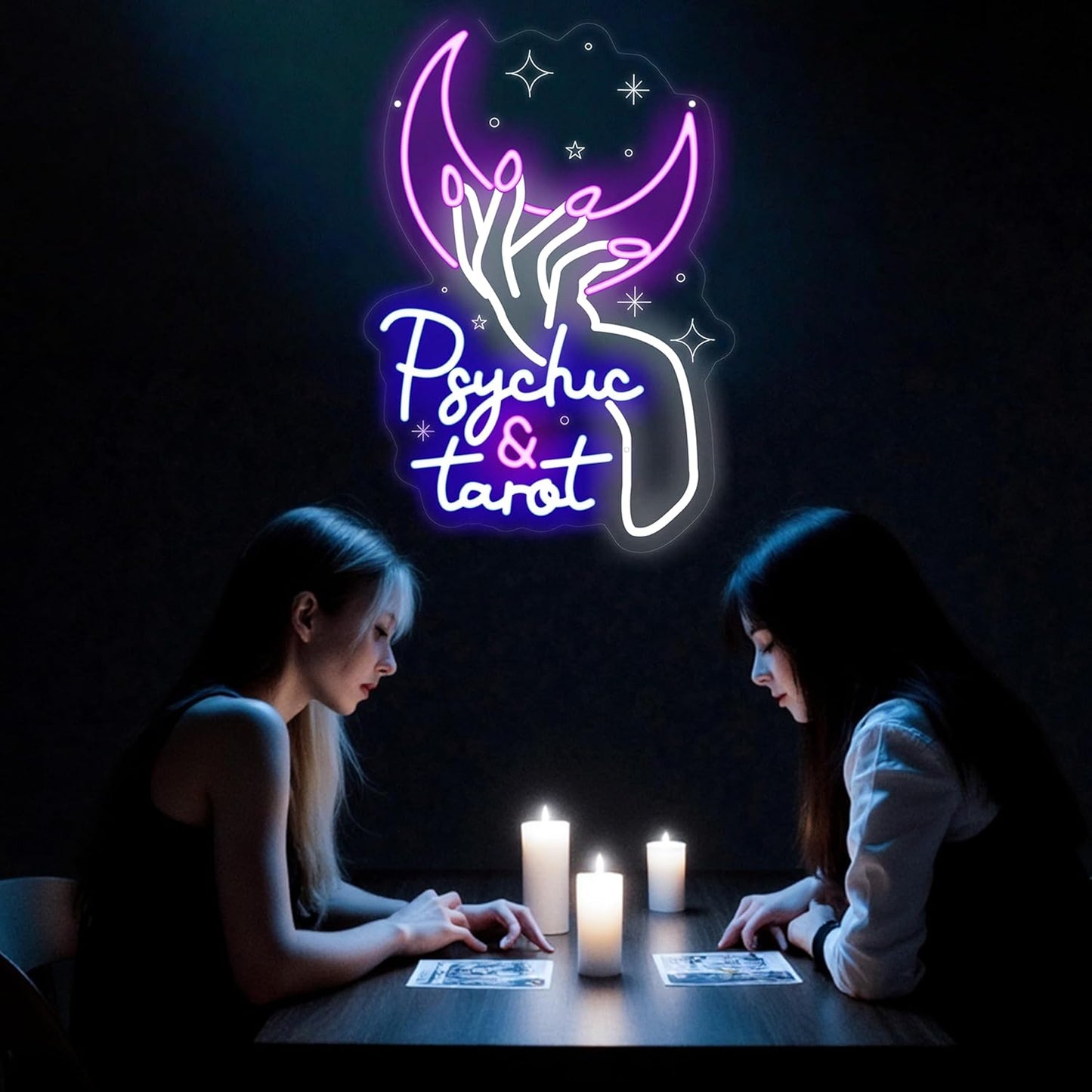 Psychic and Tarot Neon Sign, Psychic Tarot Room Wall Decor Gifts, Tarot Shop Decor, Gothic Lover Gift, Dark Gothic Wall Art, Fortune Teller SignGirls Room Gaming Room Party, arot Reader Gifts