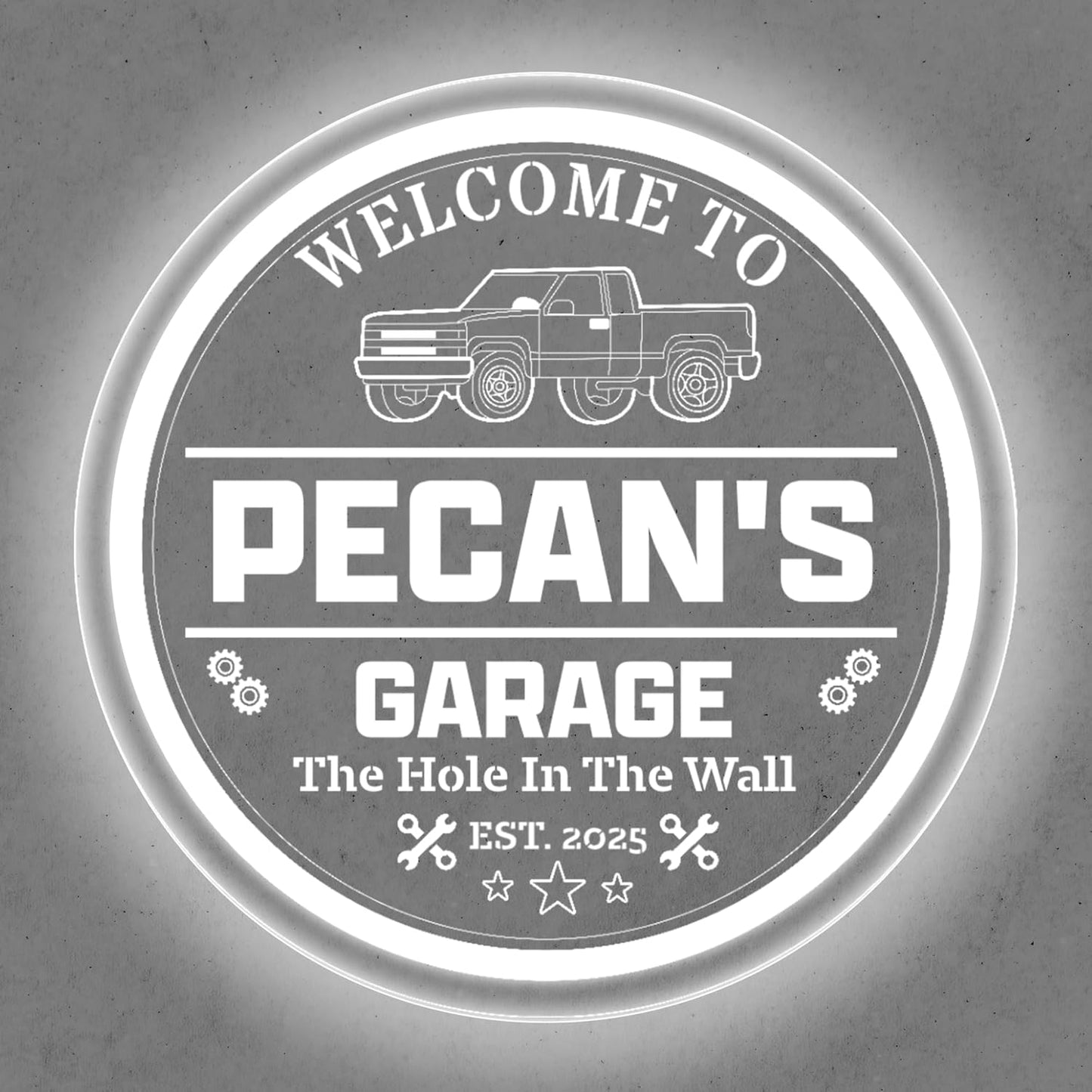 Custom Pickup Truck LED Sign – Personalized Color Changing Acrylic Wall Decor for Garage, Shop, or Man Cave (Garage 2, 12 INCHES)