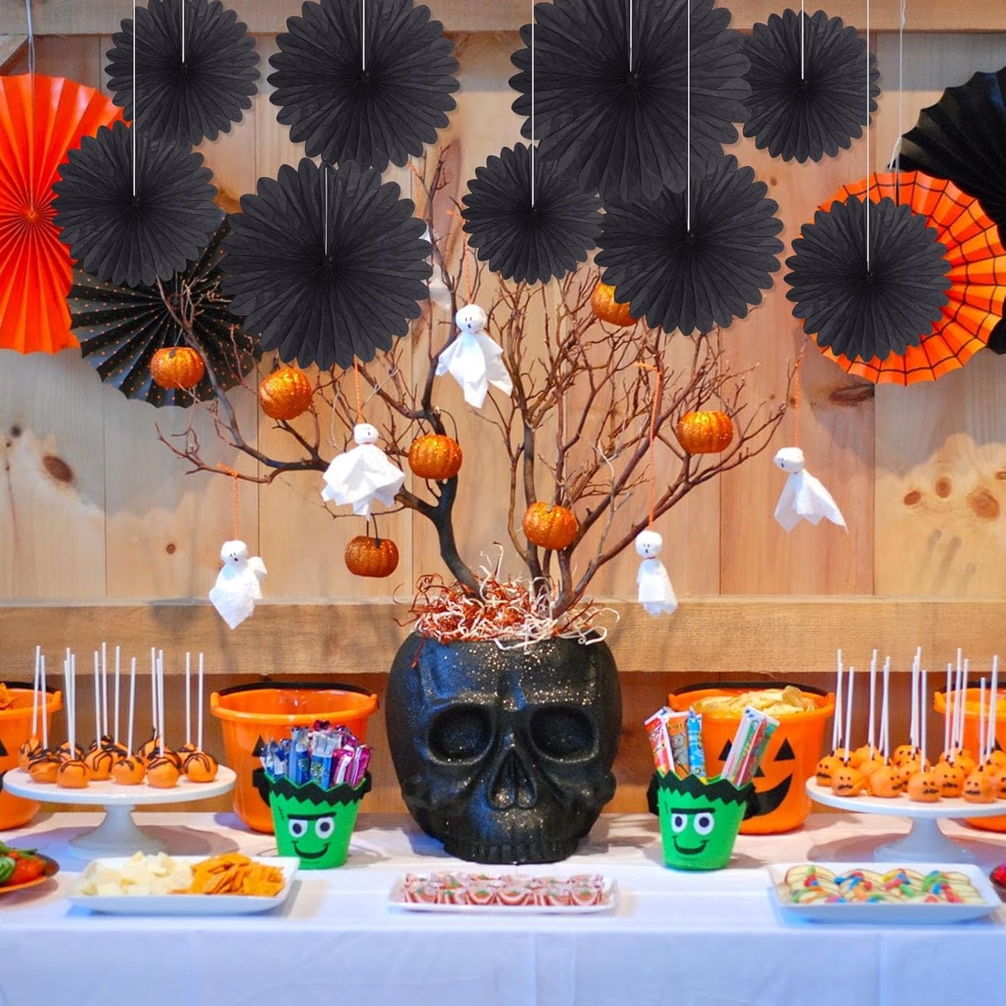 20 Pcs Black Hanging Paper Fan, Round Paper Fans Decorations Set for Weddings, Birthdays, Engagement, Bridal Shower, Baby Shower Event, Graduation, Party Supplies Decor