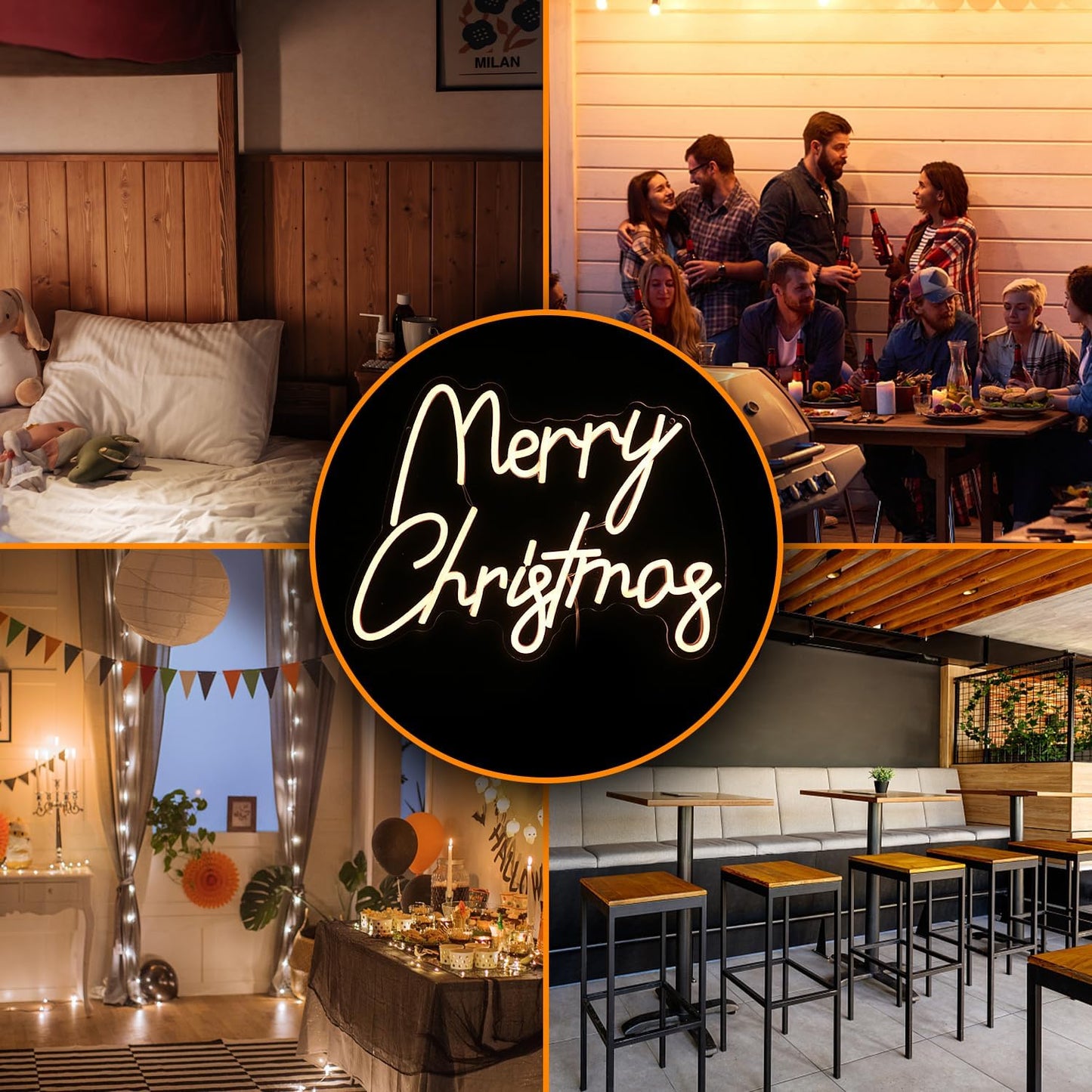 Merry Christmas Neon Sign USB Powered Merry Christmas Neon Light Sign for Christmas Decor Dimmable LED Christmas Light Up Sign for Christmas Home Party living Decor （16.5 * 12.6 In）