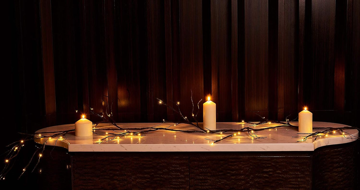 Hairui Mossy Garland Lights 6FT 48 LED Battery Operated Lighted Twig Vine with Timer for Halloween Christmas Party Decoration Indoor Outdoor Use