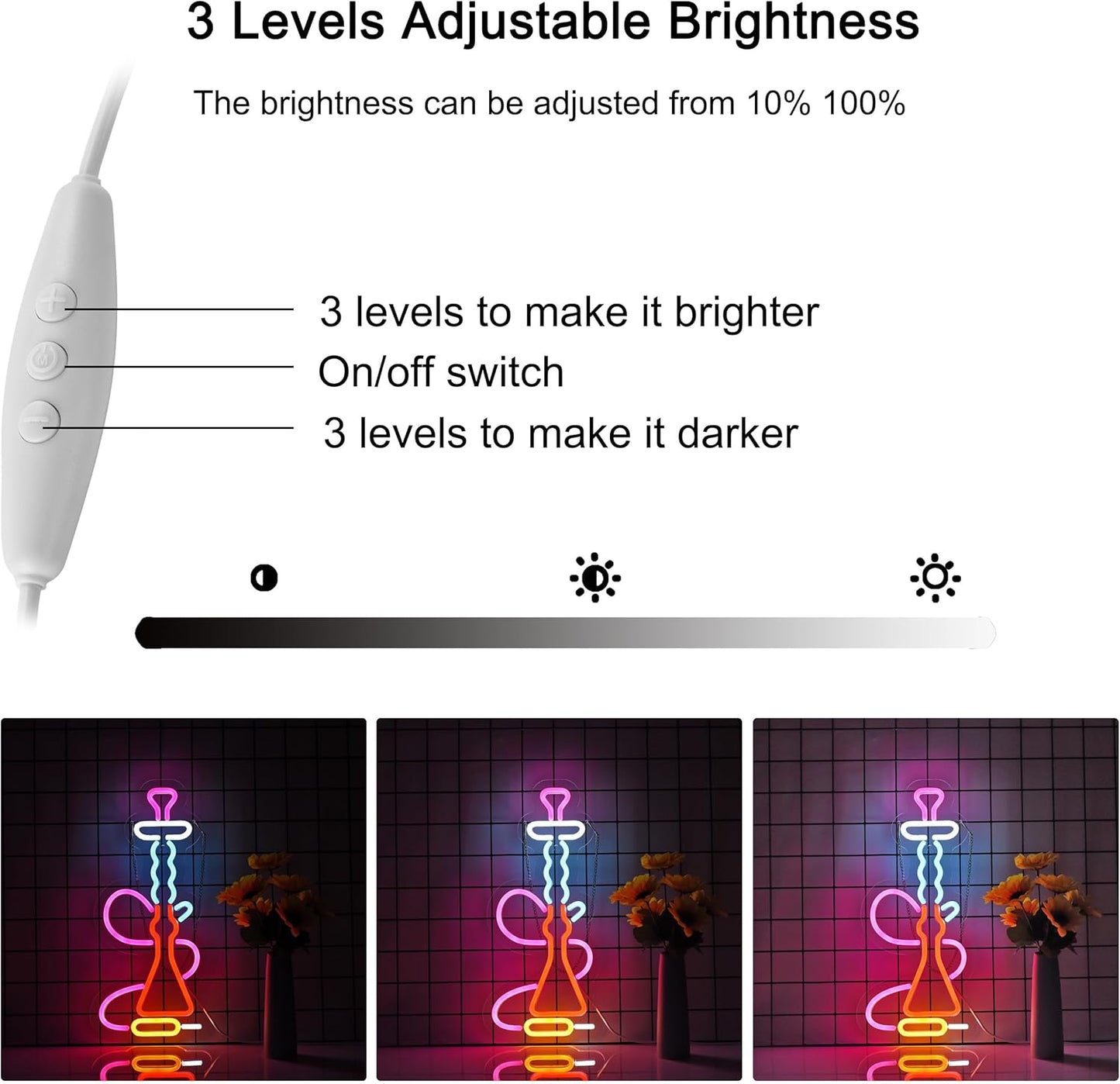 Hookah Neon Sign for Wall Décor with Dimmable Switch LED Neon Signs Light