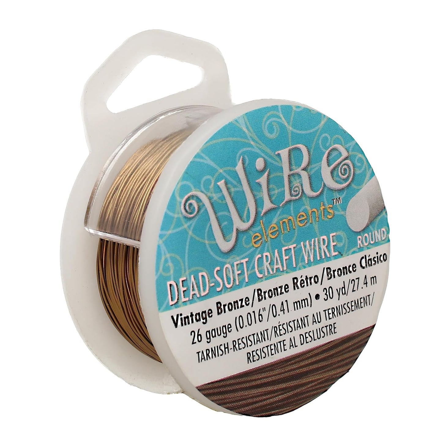 The Beadsmith Wire Elements Craft Wire – Tarnish Resistant, Soft Temper, Round, Vintage Bronze Color – 0.41mm, 26 Gauge, 30 Yard Spool – Jewelry Making, Wire Wrapping, Floral, & Other DIY Crafts