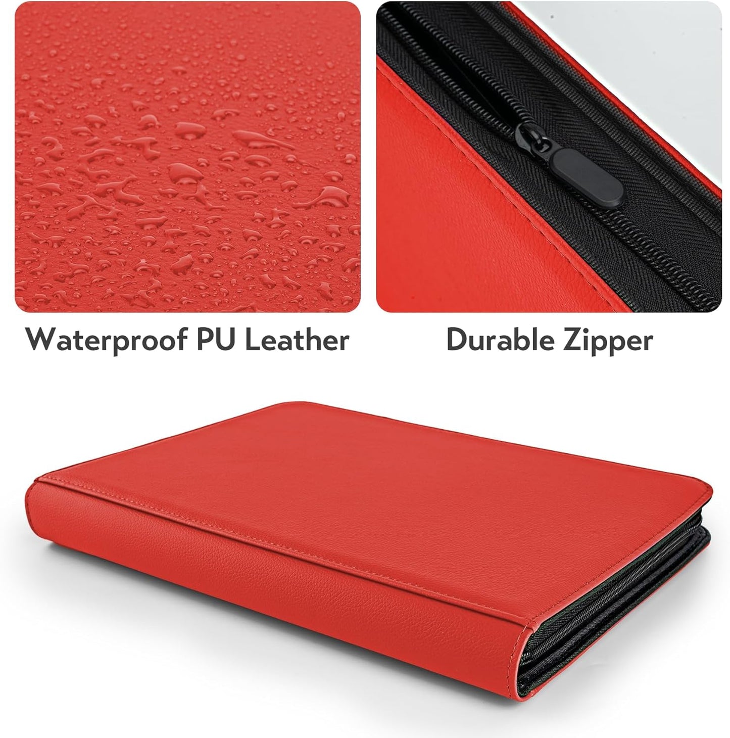 Card Binder 9 Pocket for 360 Cards - Premium Trading Card Binder with Sleeves Protection, Side Loading Card Collection Binder for TCG, MTG, YGO, One Piece Collectible Cards (Red)