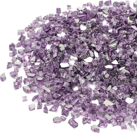 Stanbroil 10-Pound Fire Glass - 1/4 inch Reflective Tempered Fire Glass for Fireplace Fire Pit, Violet Reflective